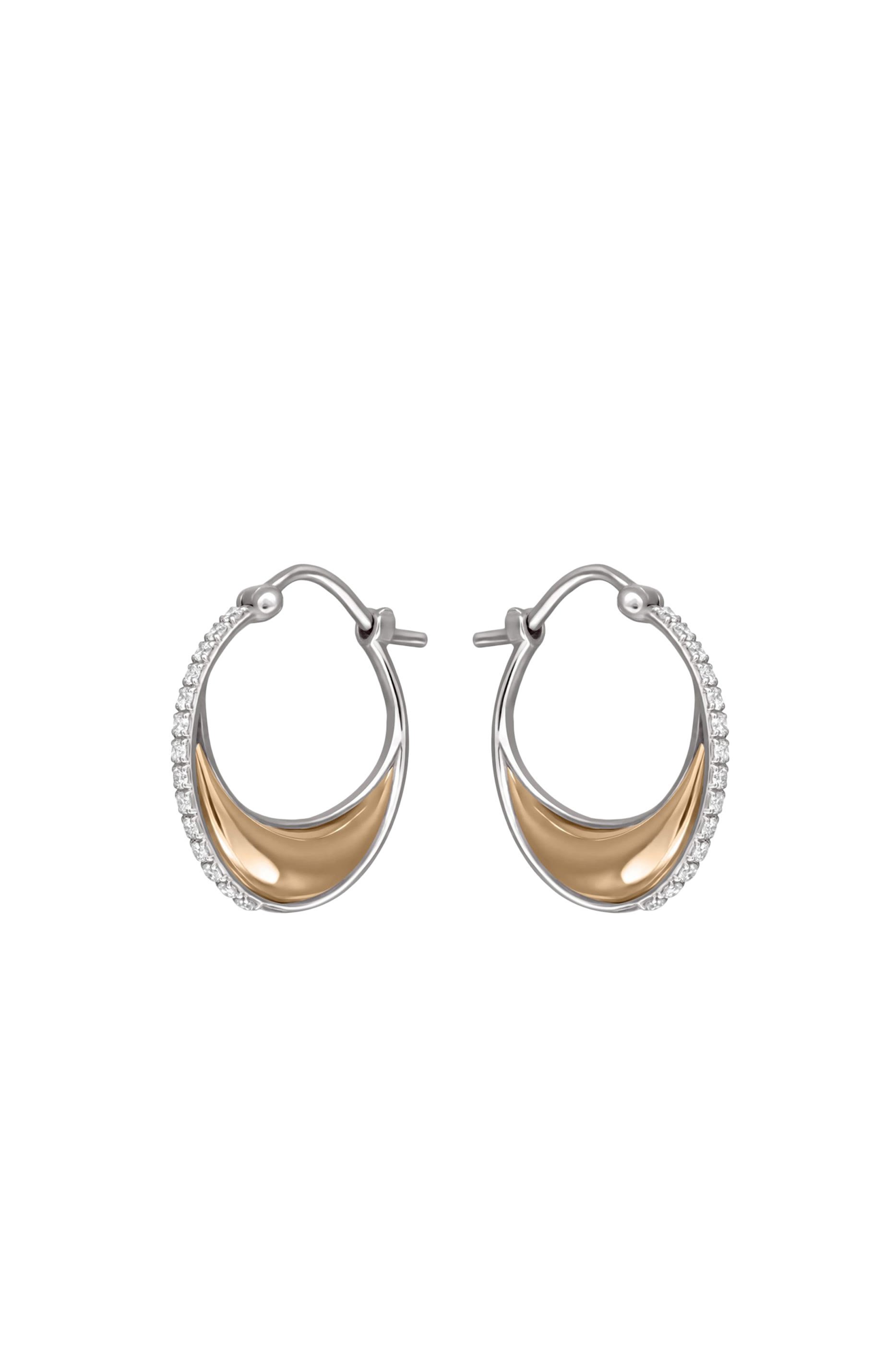 Bloop Moon Earrings, 18k Yellow Gold & Diamonds