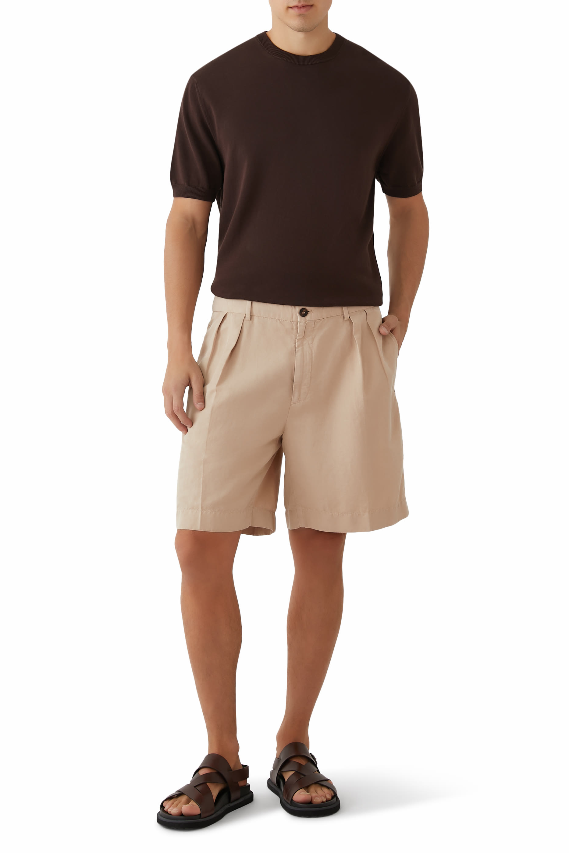 Pleated Chinolino Shorts