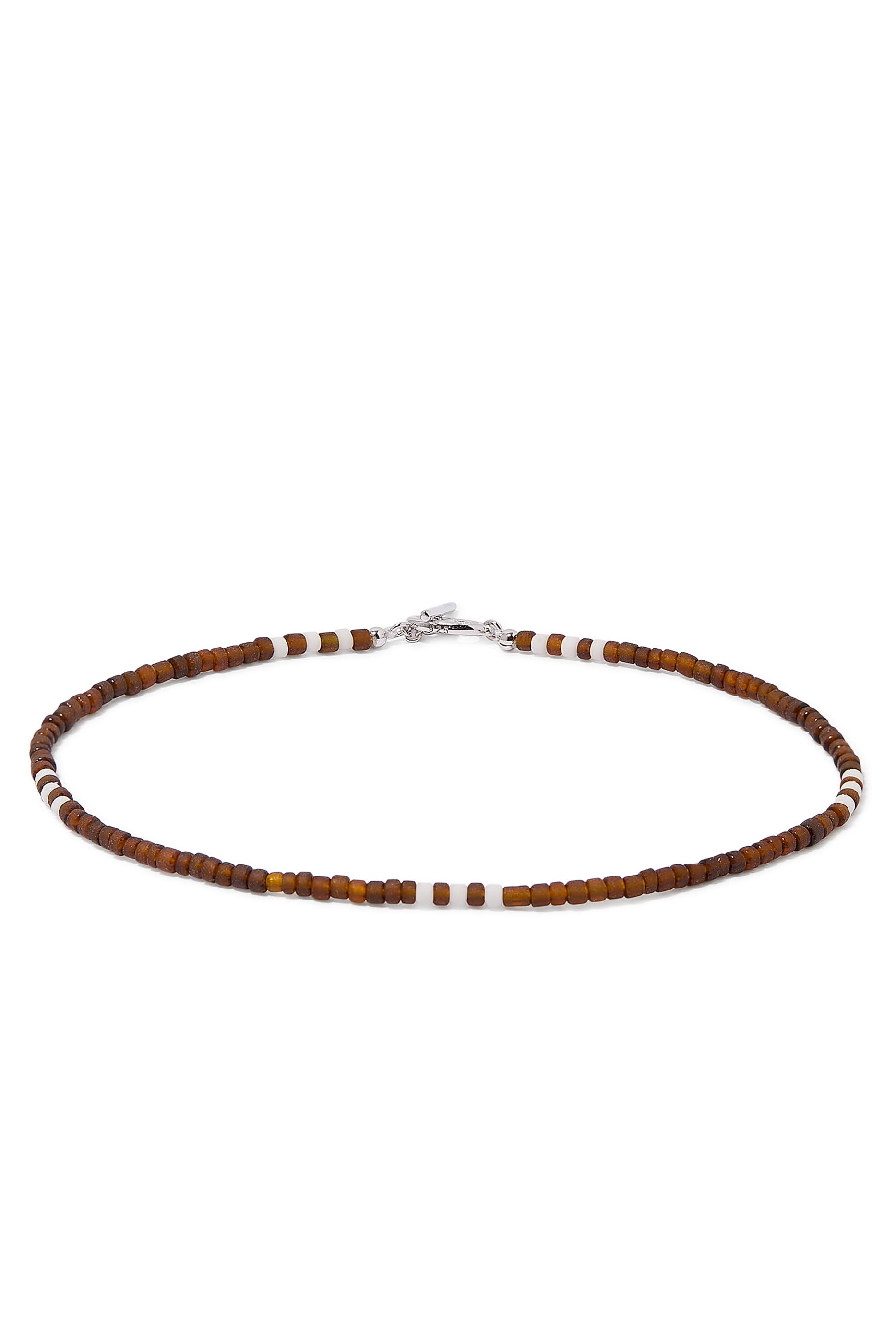 Avi Bracelet, Sterling Silver & Dark Amber Heishi Beads