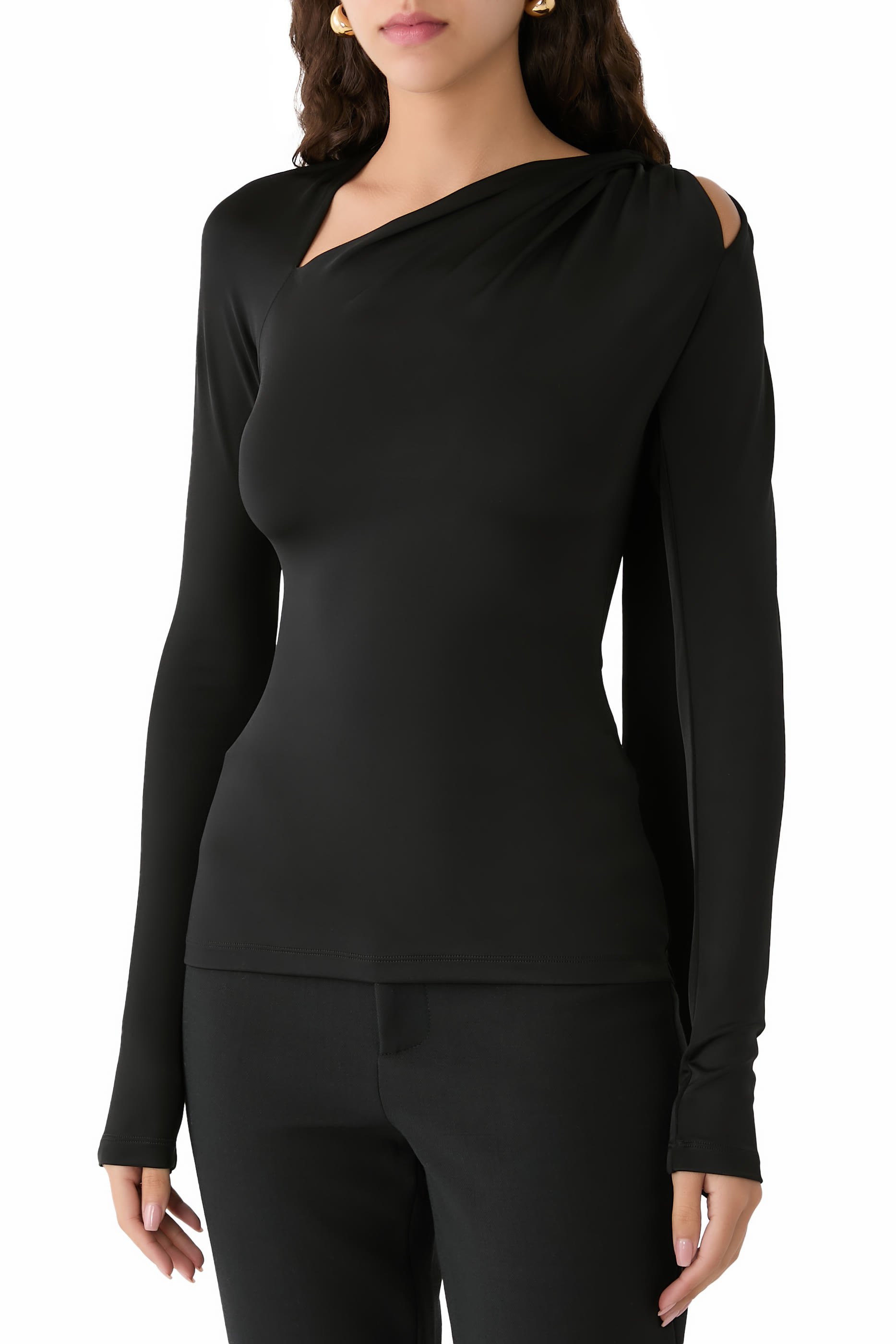 Slash Neck Jersey Top