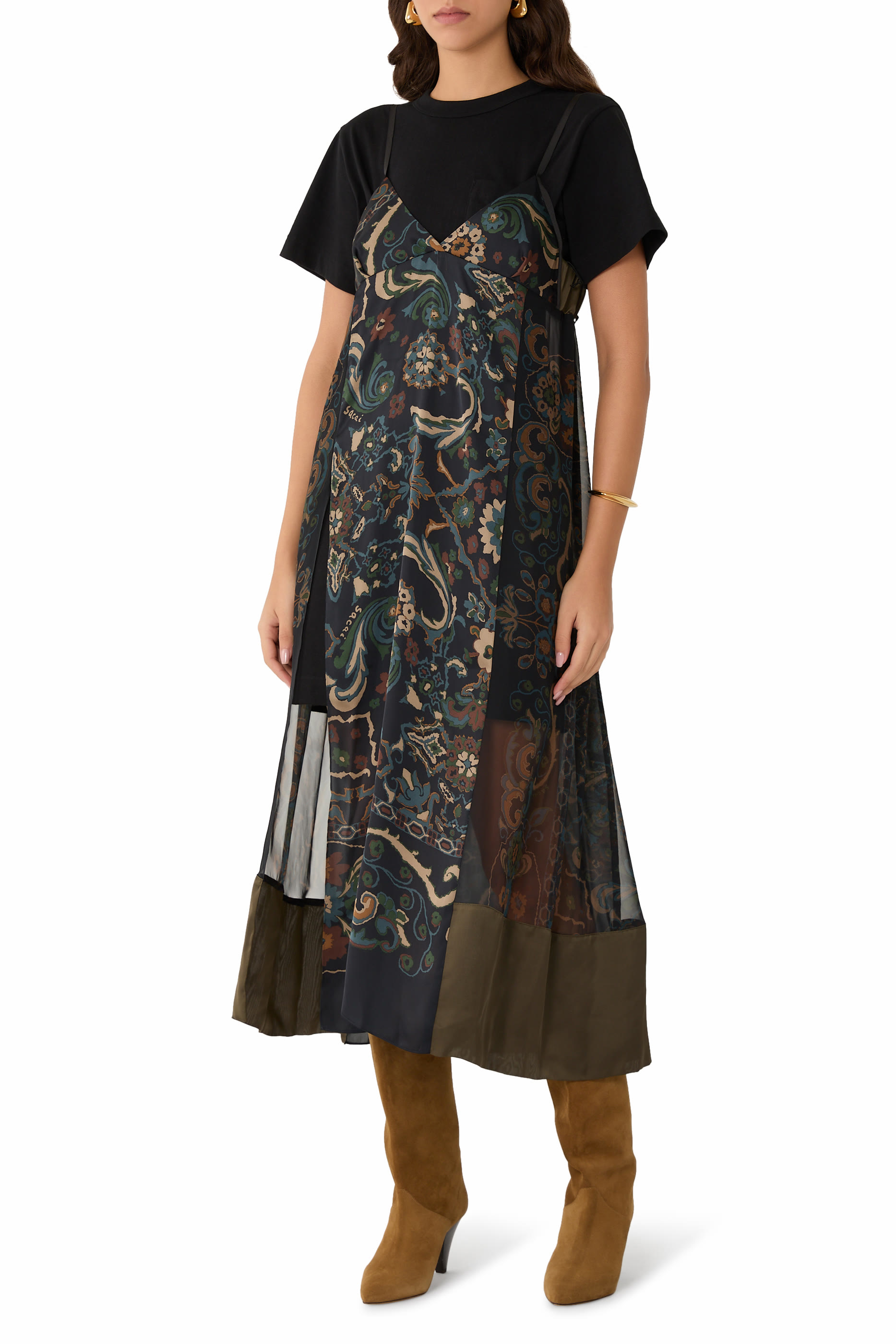 Floral Print Overlay T-Shirt Dress