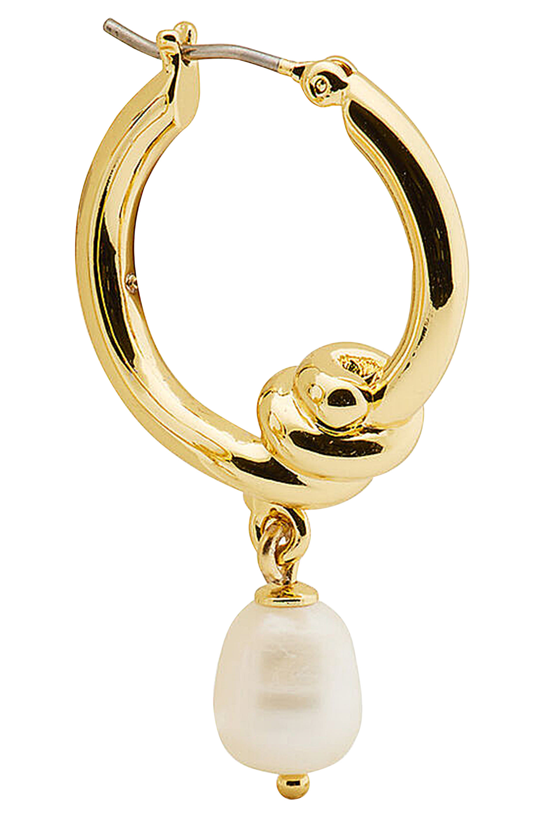 Ropes and Knots Pearl Drop Hoops, Plated Metal & Freshwater Pearls