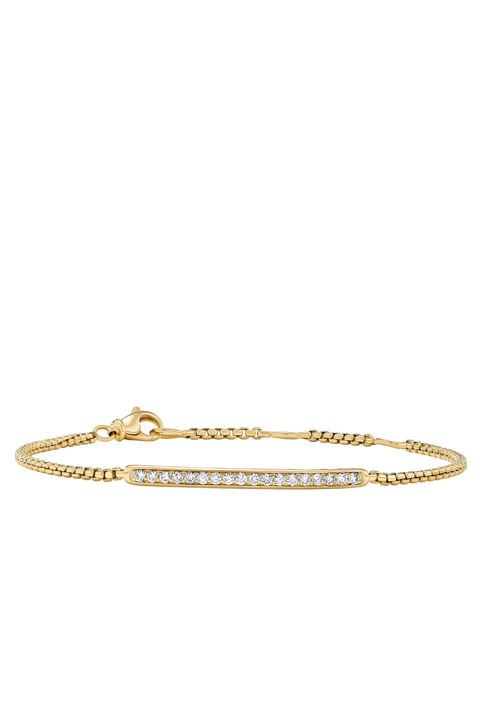Petit Pave Bar Bracelet, 18K Yellow Gold & White Diamonds