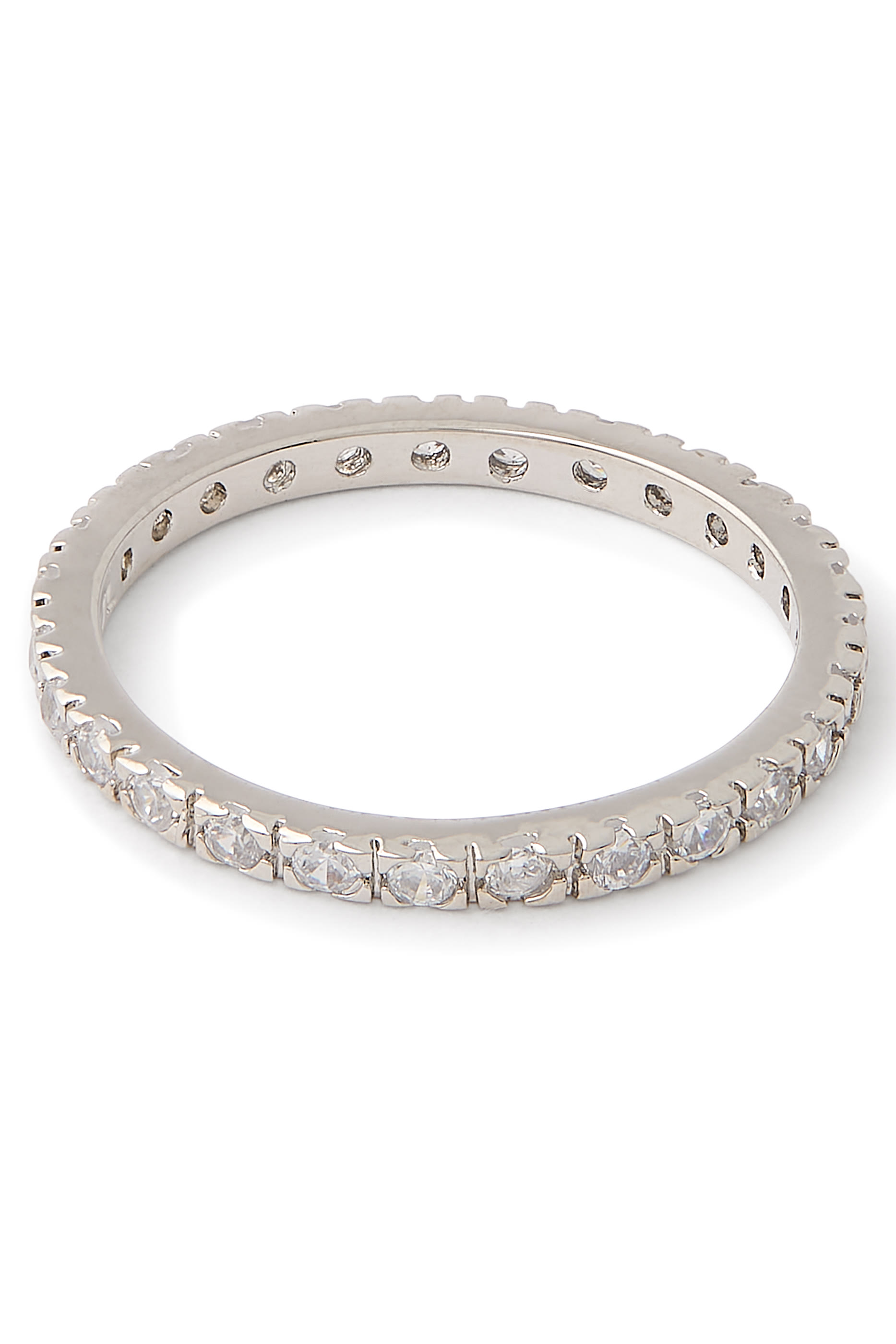 Classic Round Eternity Band, Rhodium Plated Brass & Cubic Zirconia