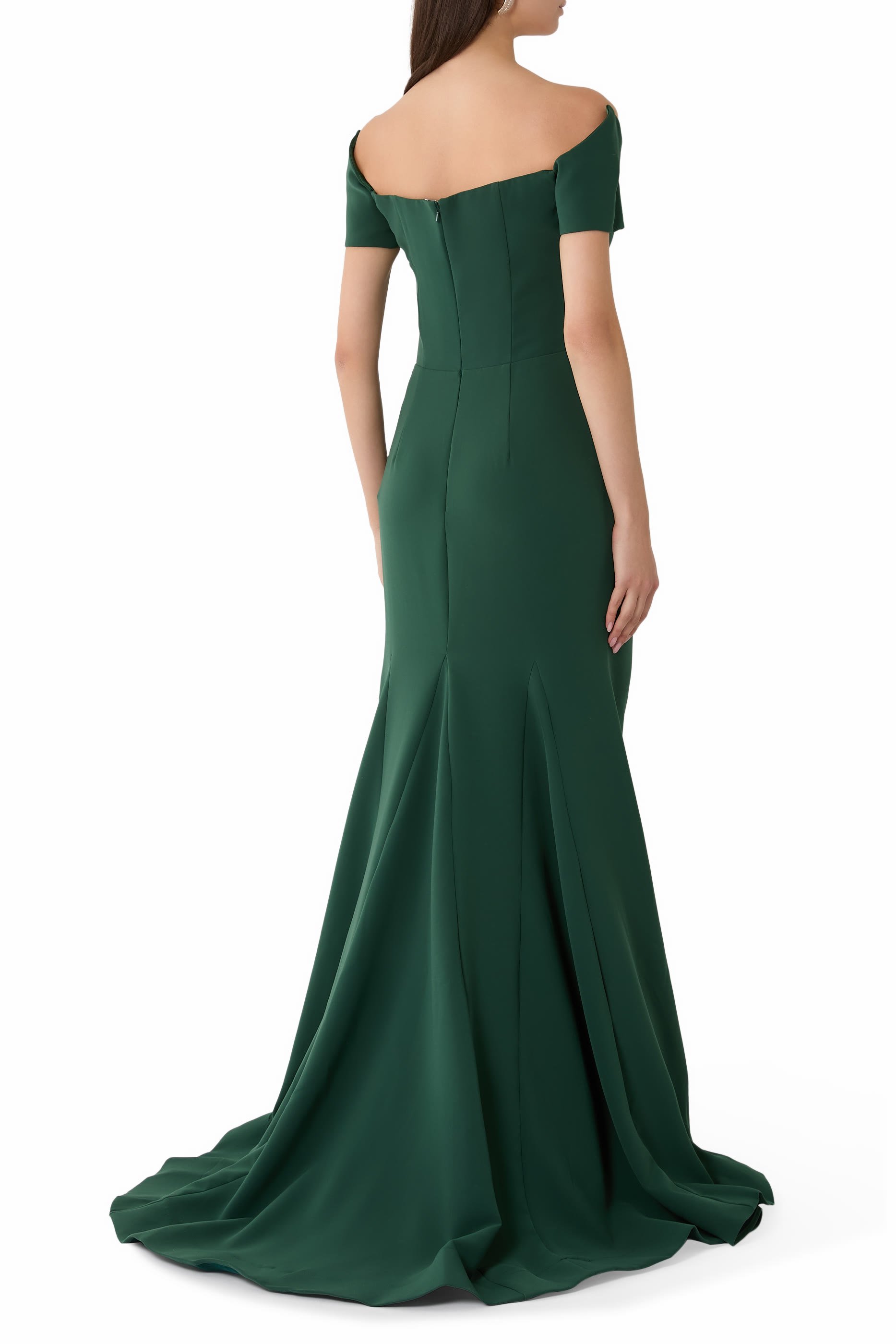 Off-the-Shoulder Ruched Gown with Mermaid Silhouette