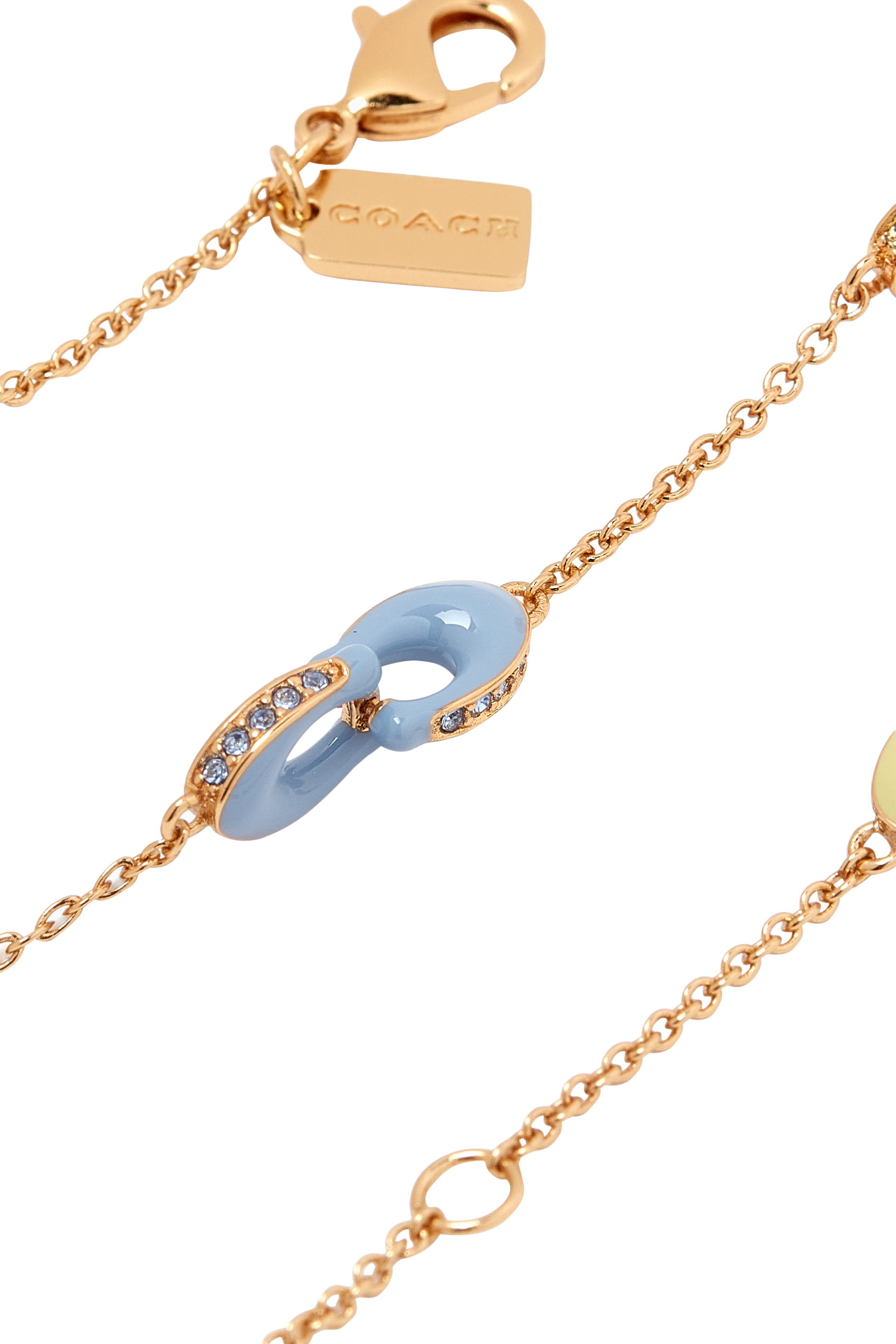 Signature Pav&eacute; C Strand Bracelet, Brass & Enamel, Glass Crystal