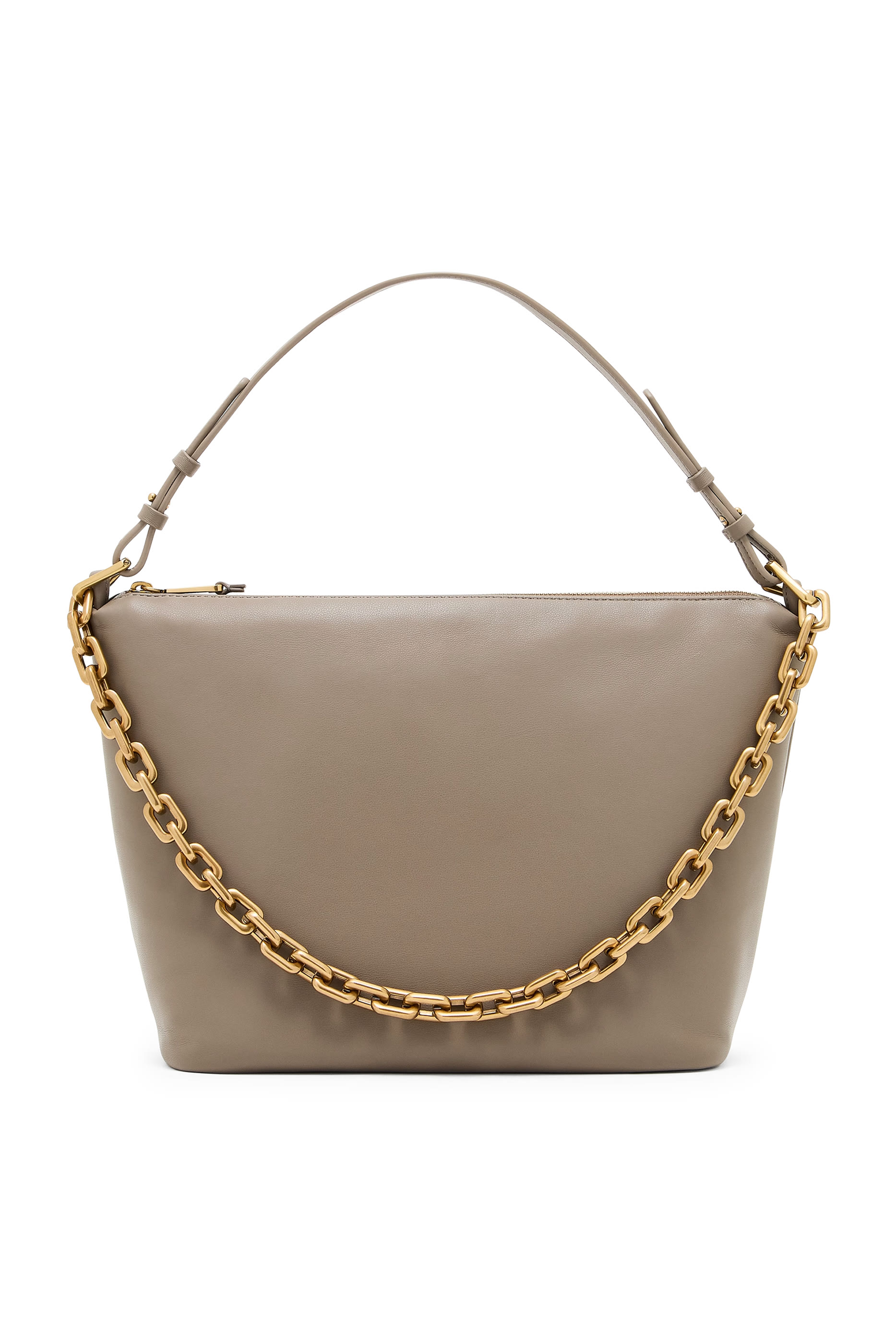 Medium Leather Hobo Bag with Chain