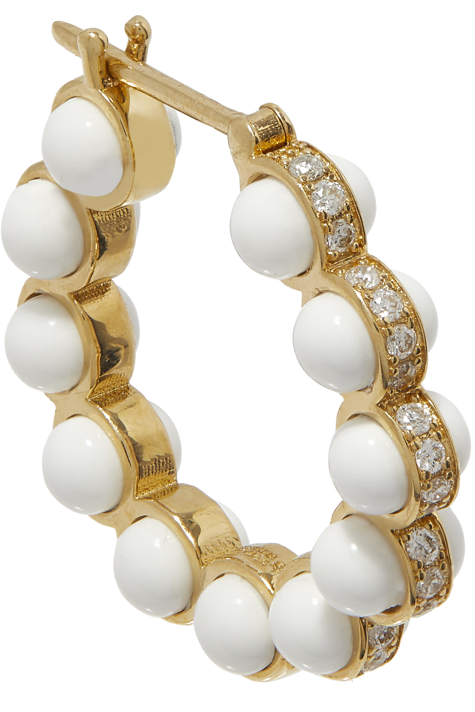 Atoms Earrings Size 2, 18k Yellow Gold with Enamel & Diamonds