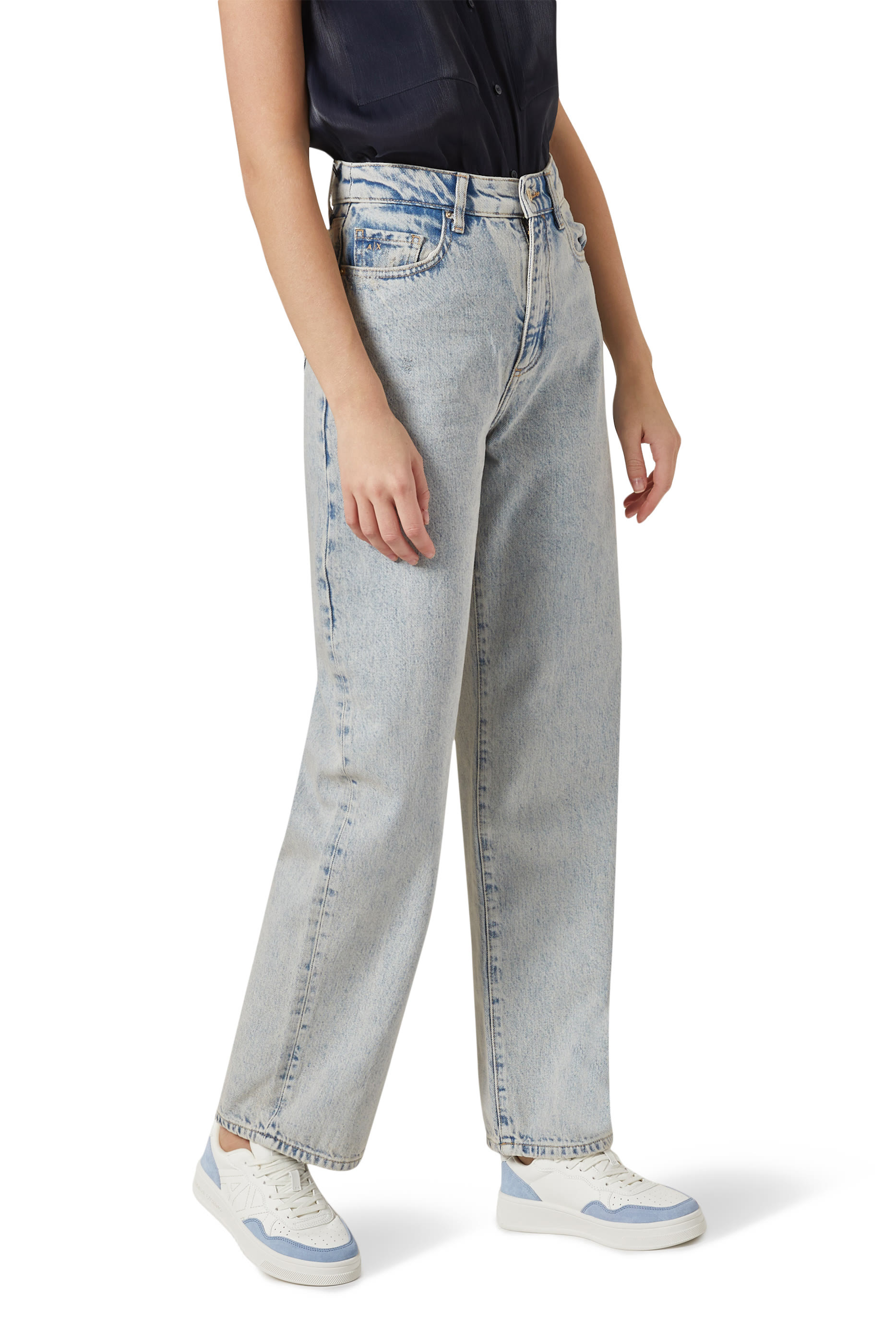 AX Logo Faux Leather Sneakers