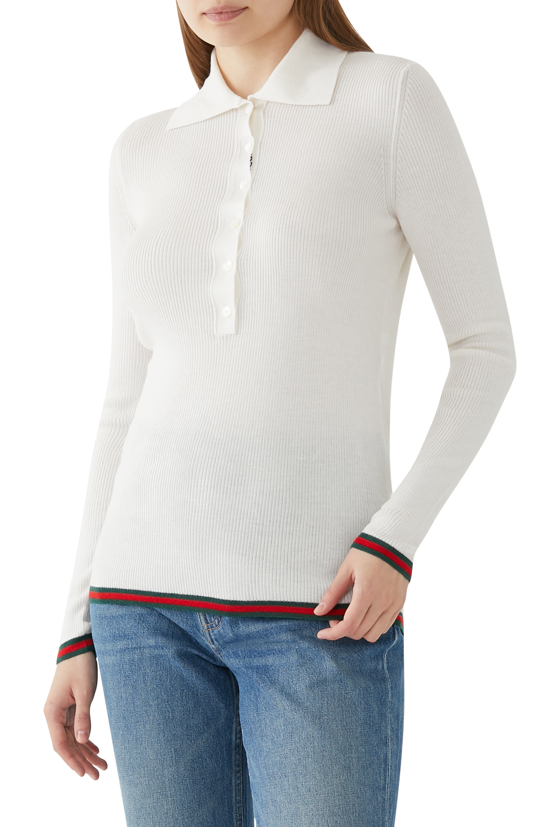 Cashmere and Silk Polo Shirt with Web