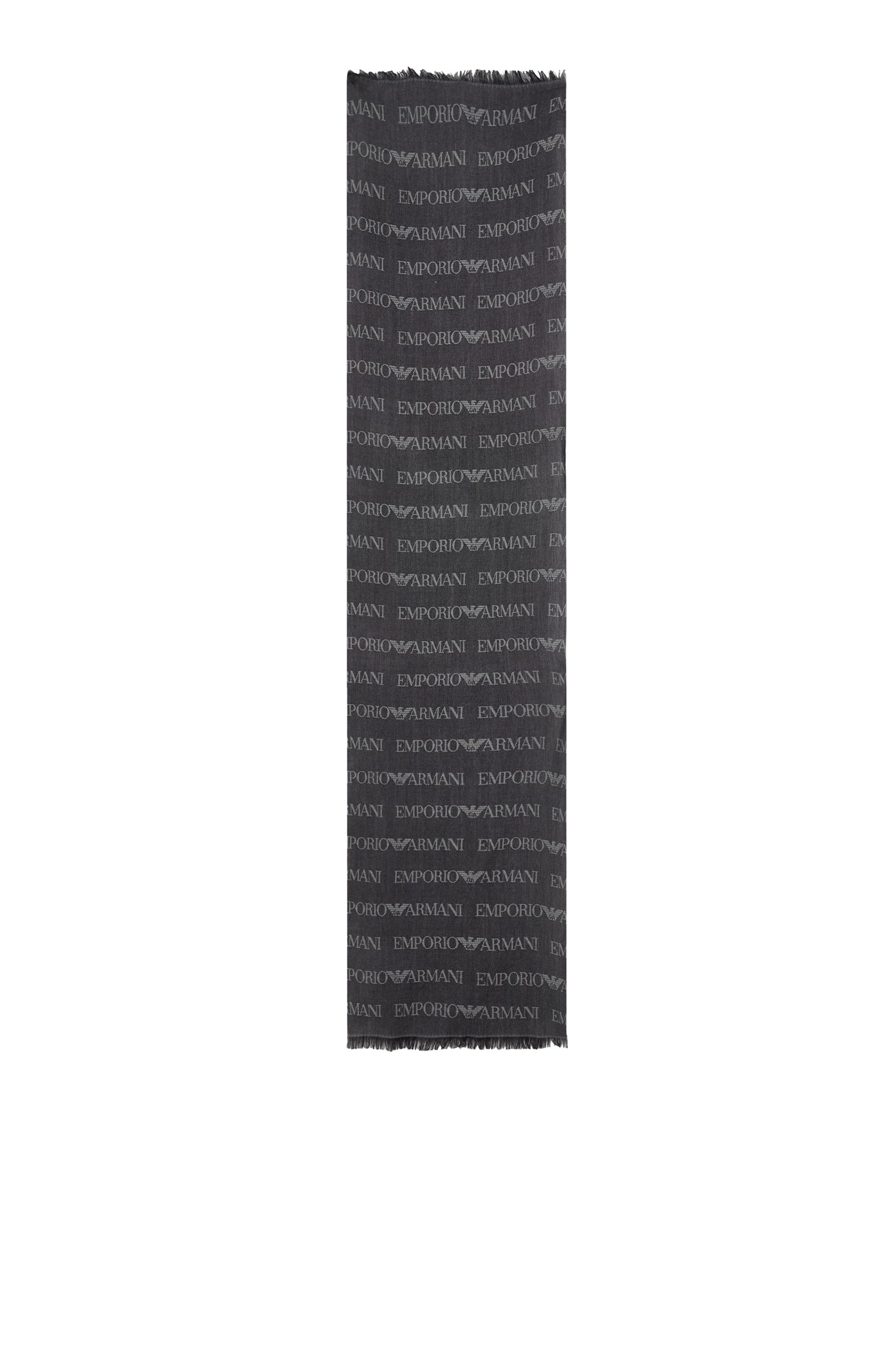 Jacquard Logo Lettering and Fringes Virgin-Wool Blend Scarf