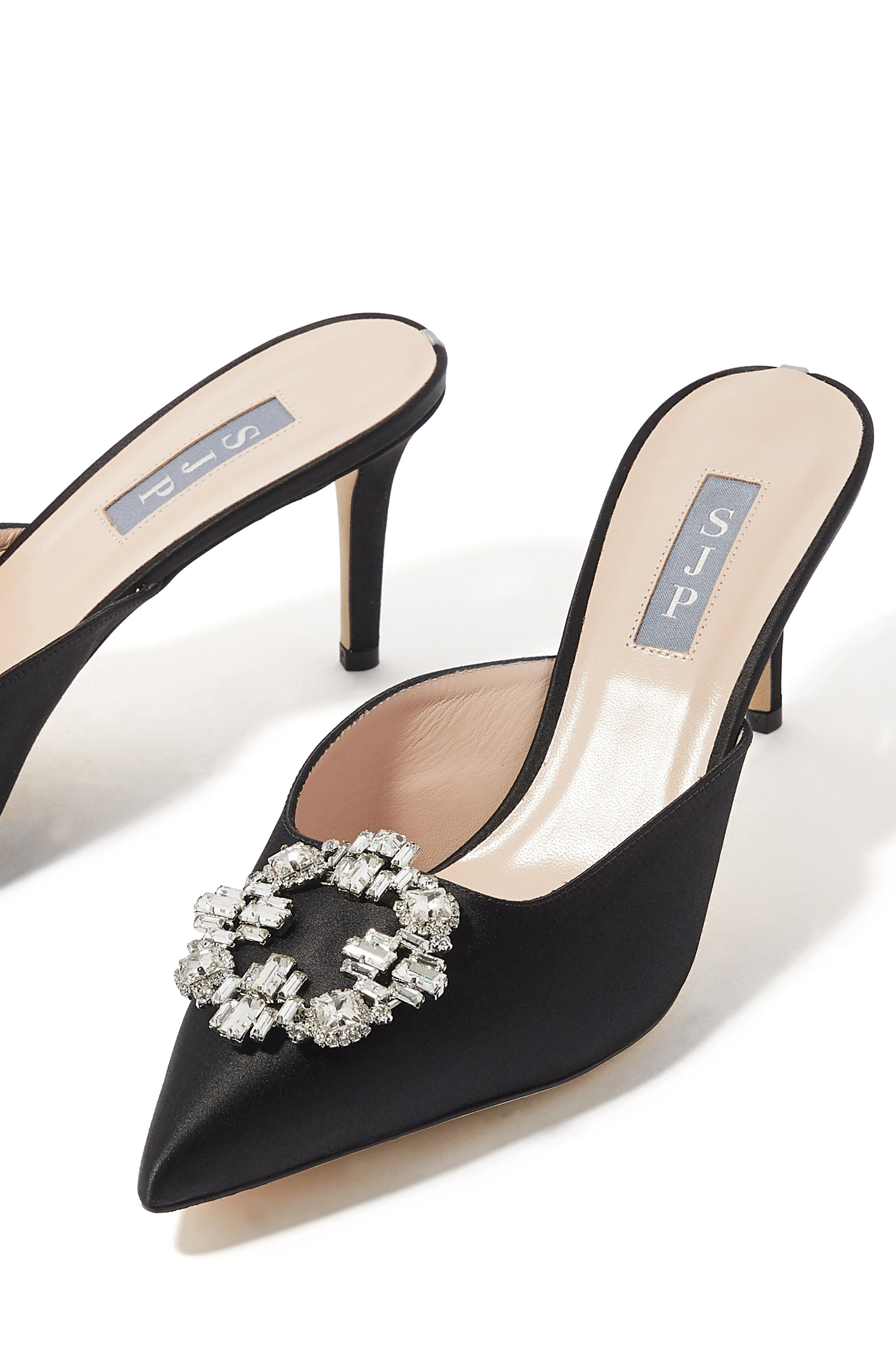 Laila 70 Satin Brooch Mules