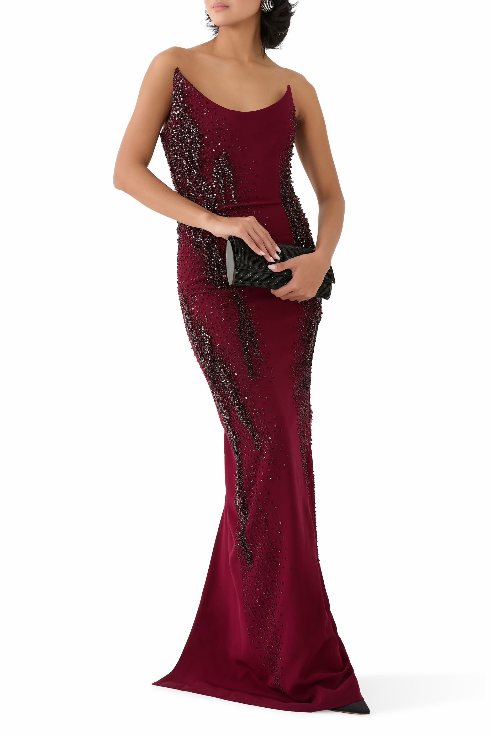 Bordeaux Embroidered Gown