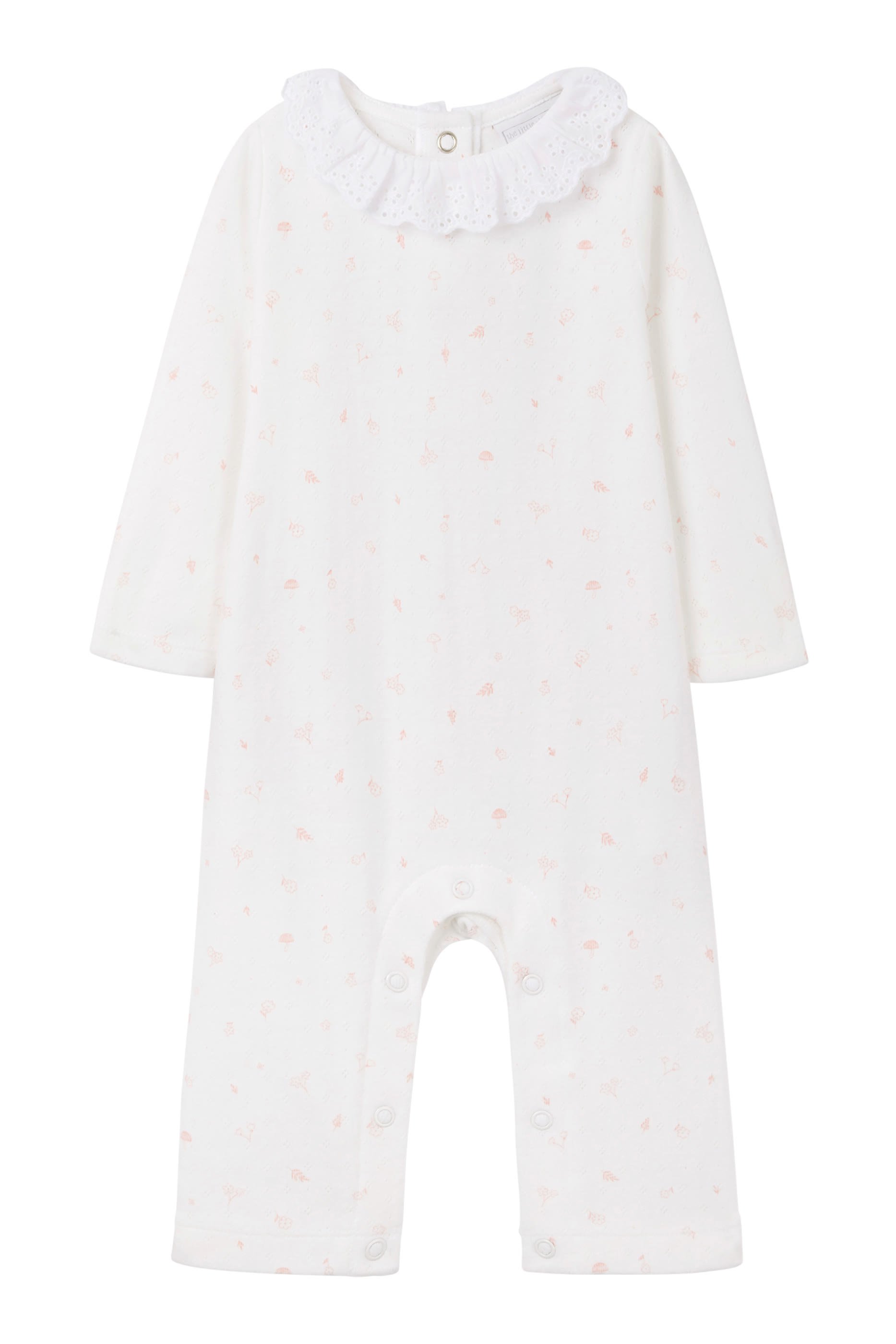Kids Organic Cotton Ottilie Floral Lace Collar Pointelle Sleepsuit