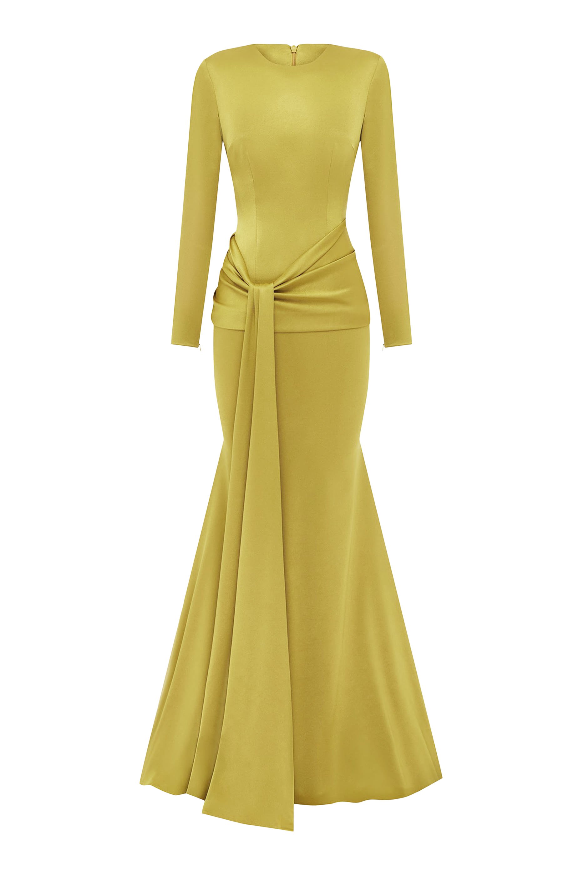 Long Sleeves Sash Drape Gown