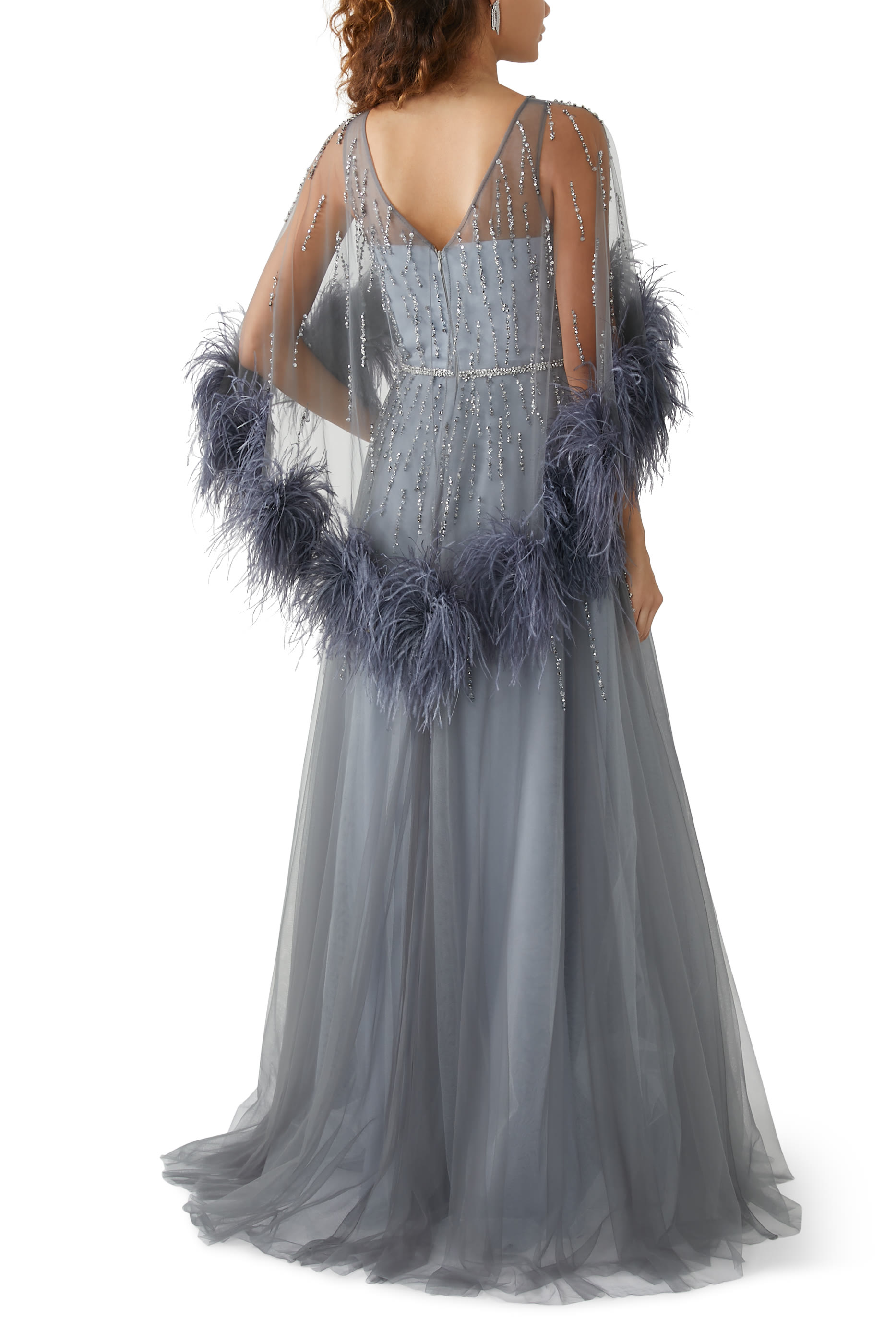 Beaded Feather Embellished Dress