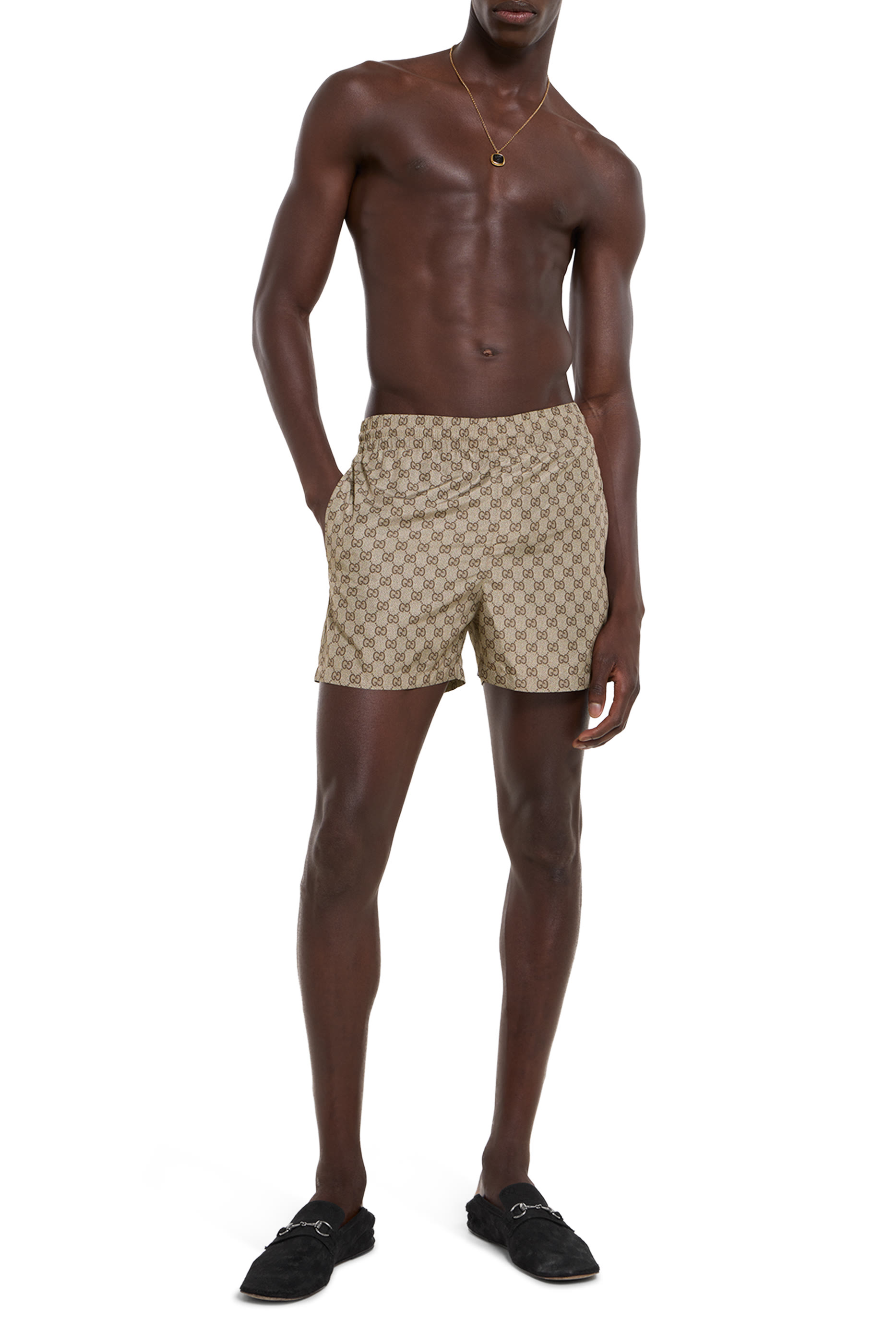 All-Over GG Print Nylon Swim Shorts