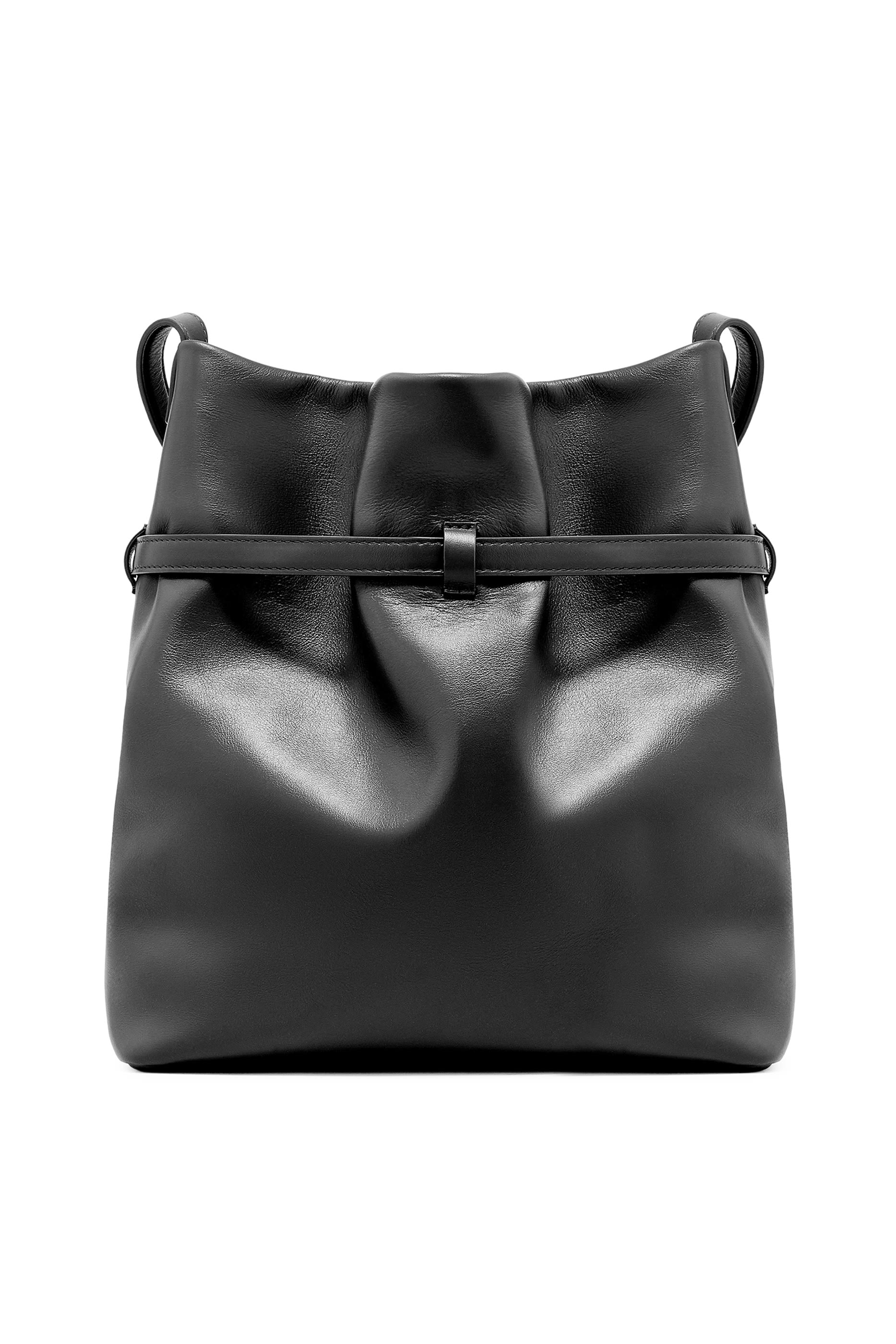 Logo Smooth Leather Bucket Bag