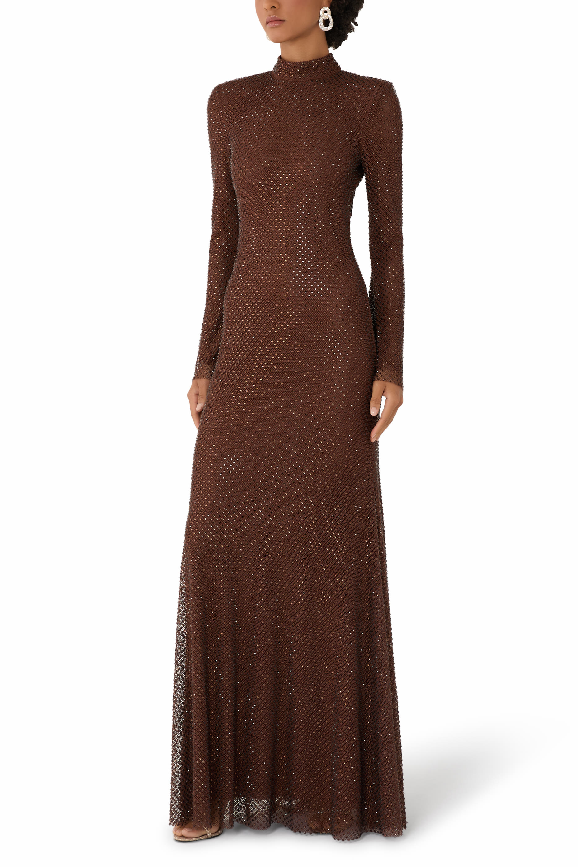 Rhinestone Mesh Maxi Dress