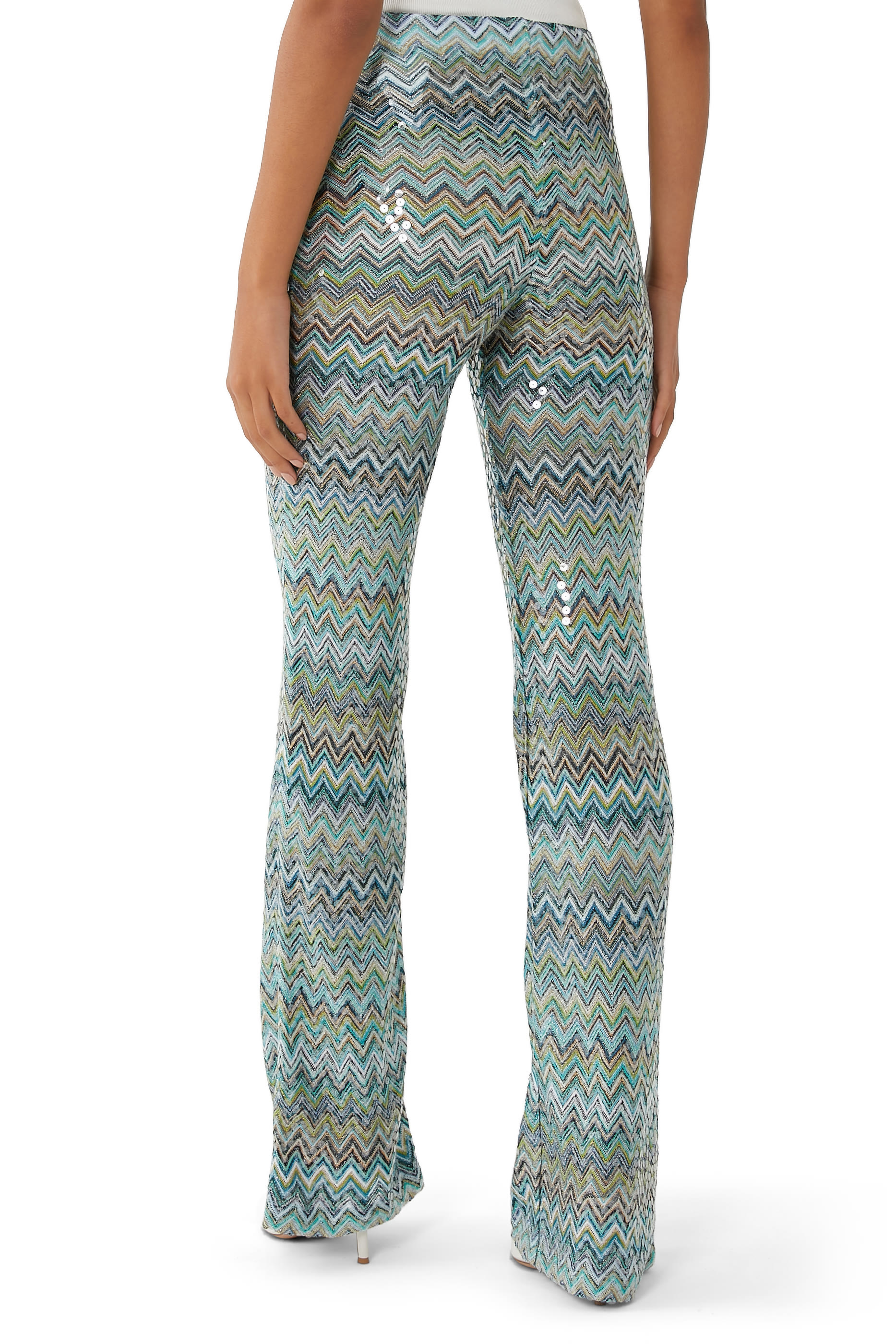 Exclusive Mare Chevron Raschel Sequinned Flared Pants