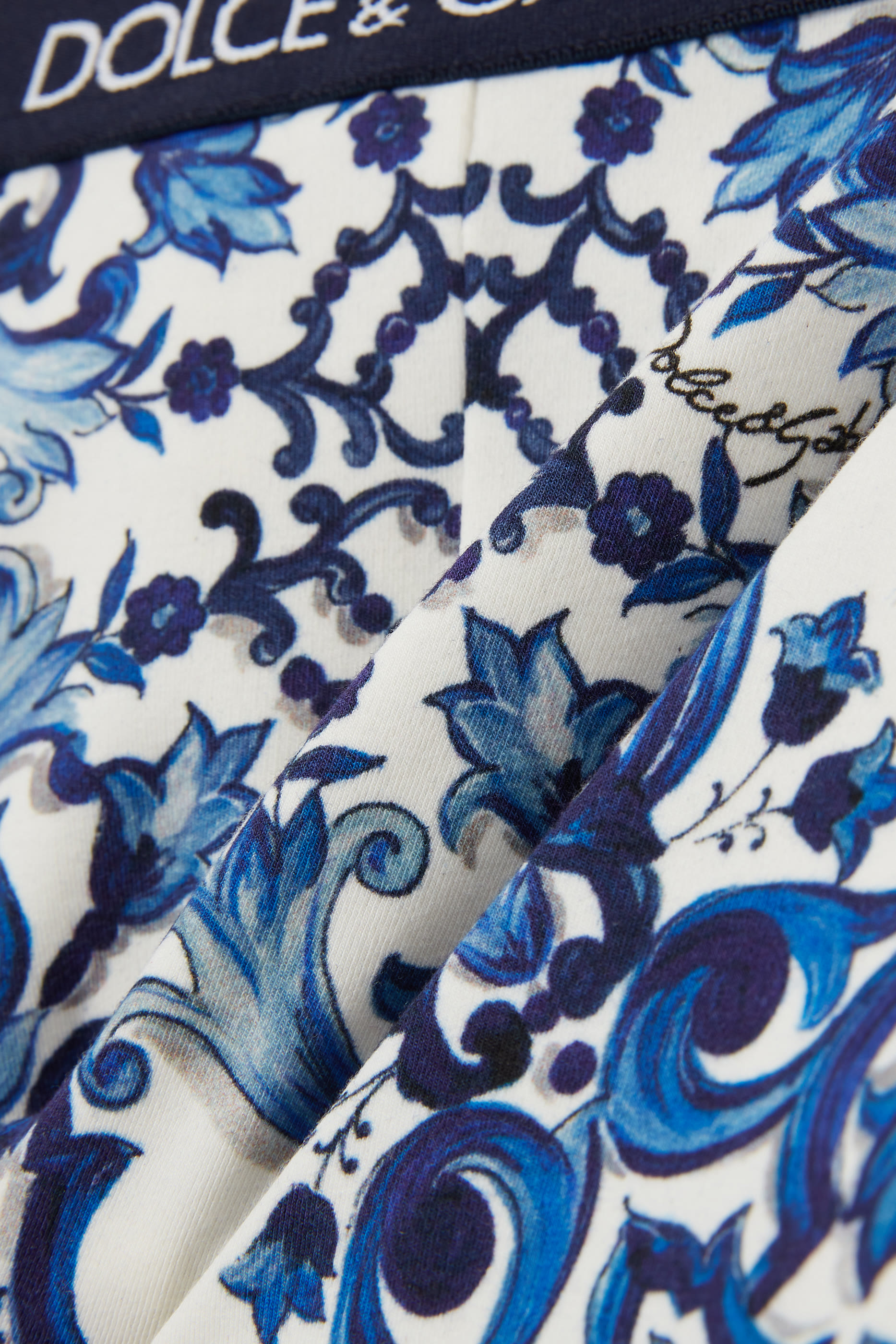 Kids Majolica Print Cotton Blend Interlock Leggings