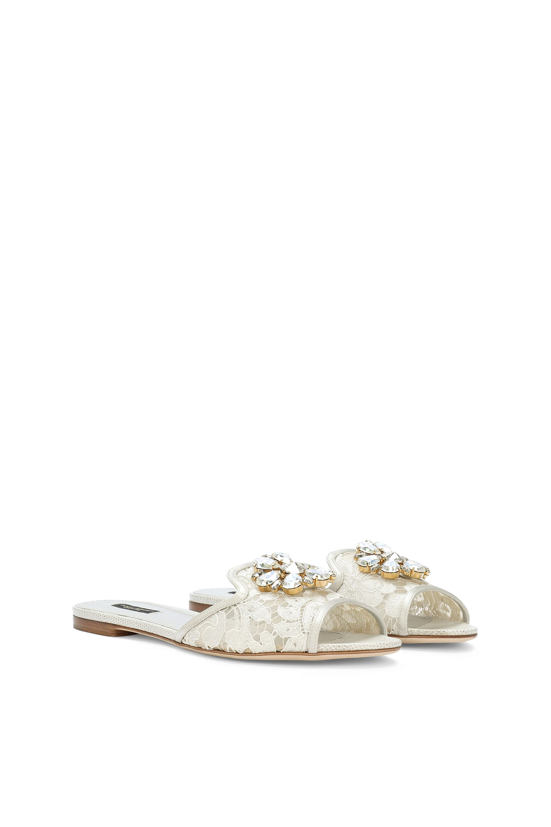 Crystal Brooch Lace Sandals