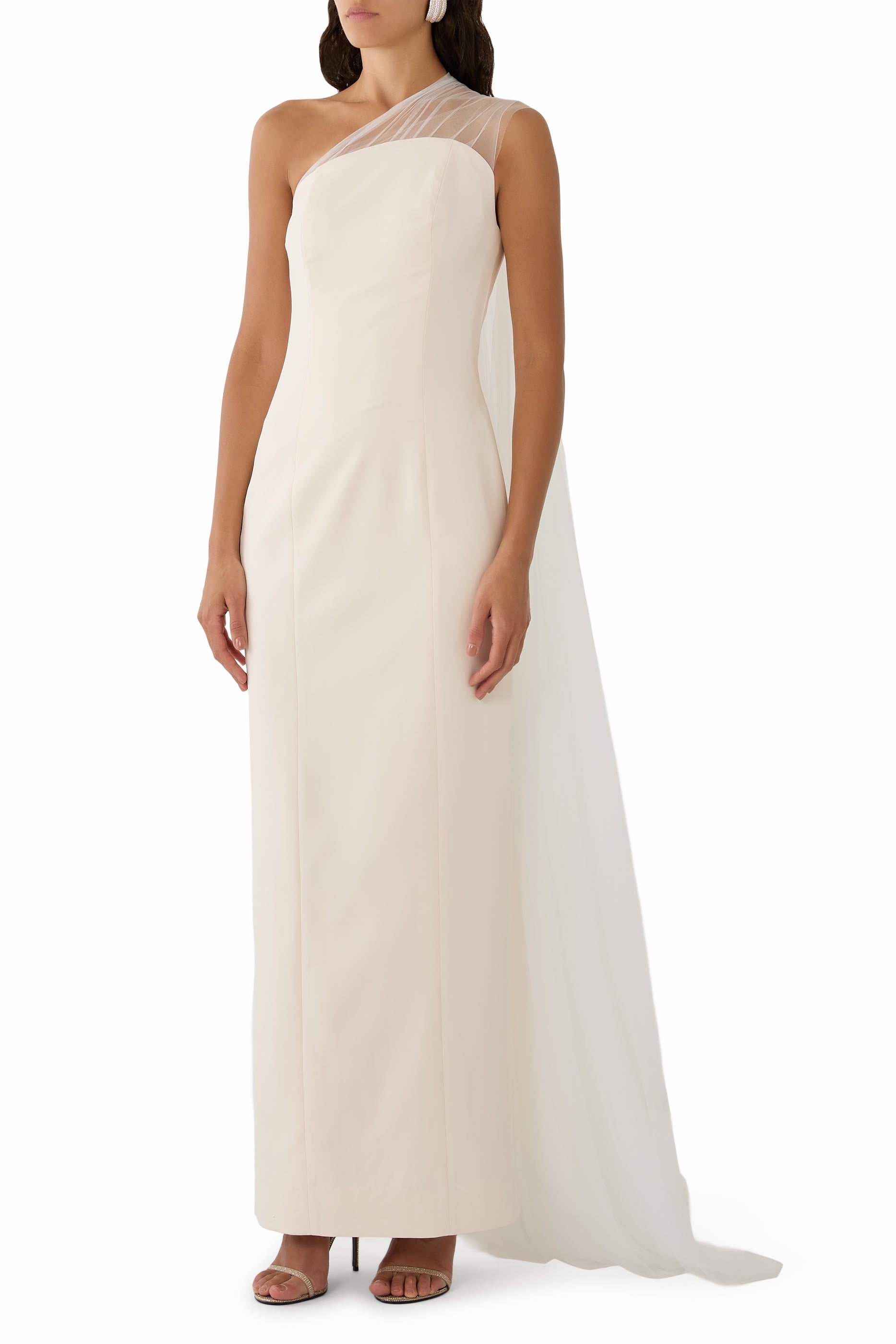Asymmetric Crepe Gown 