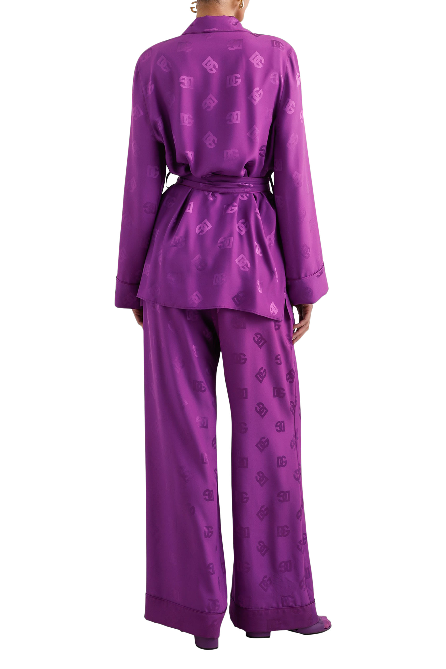 DG Logo Long Sleeves Silk Jacquard Pajama Shirt