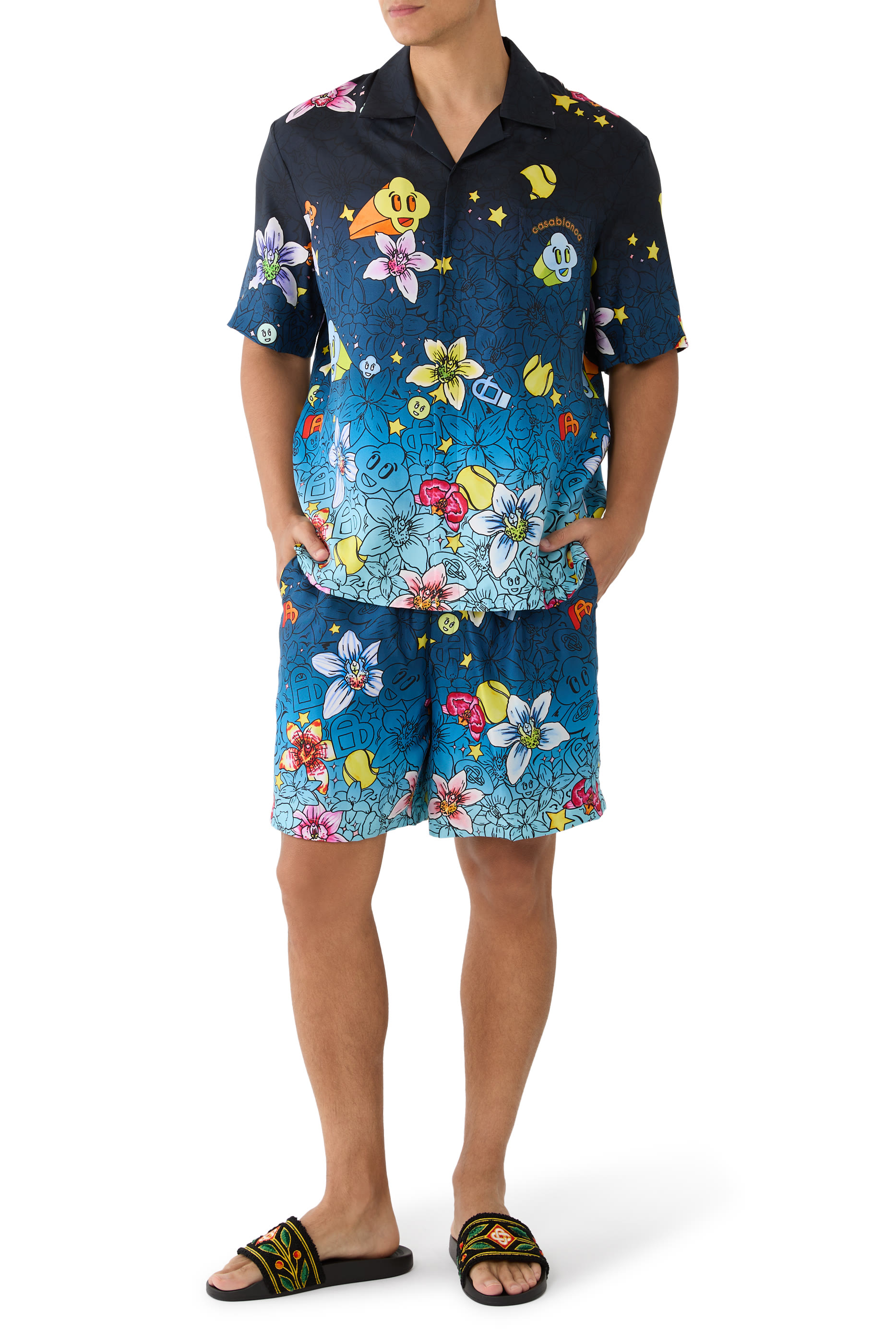 Collage D&rsquo;Icones Graphiques Short Sleeve Silk Shirt 