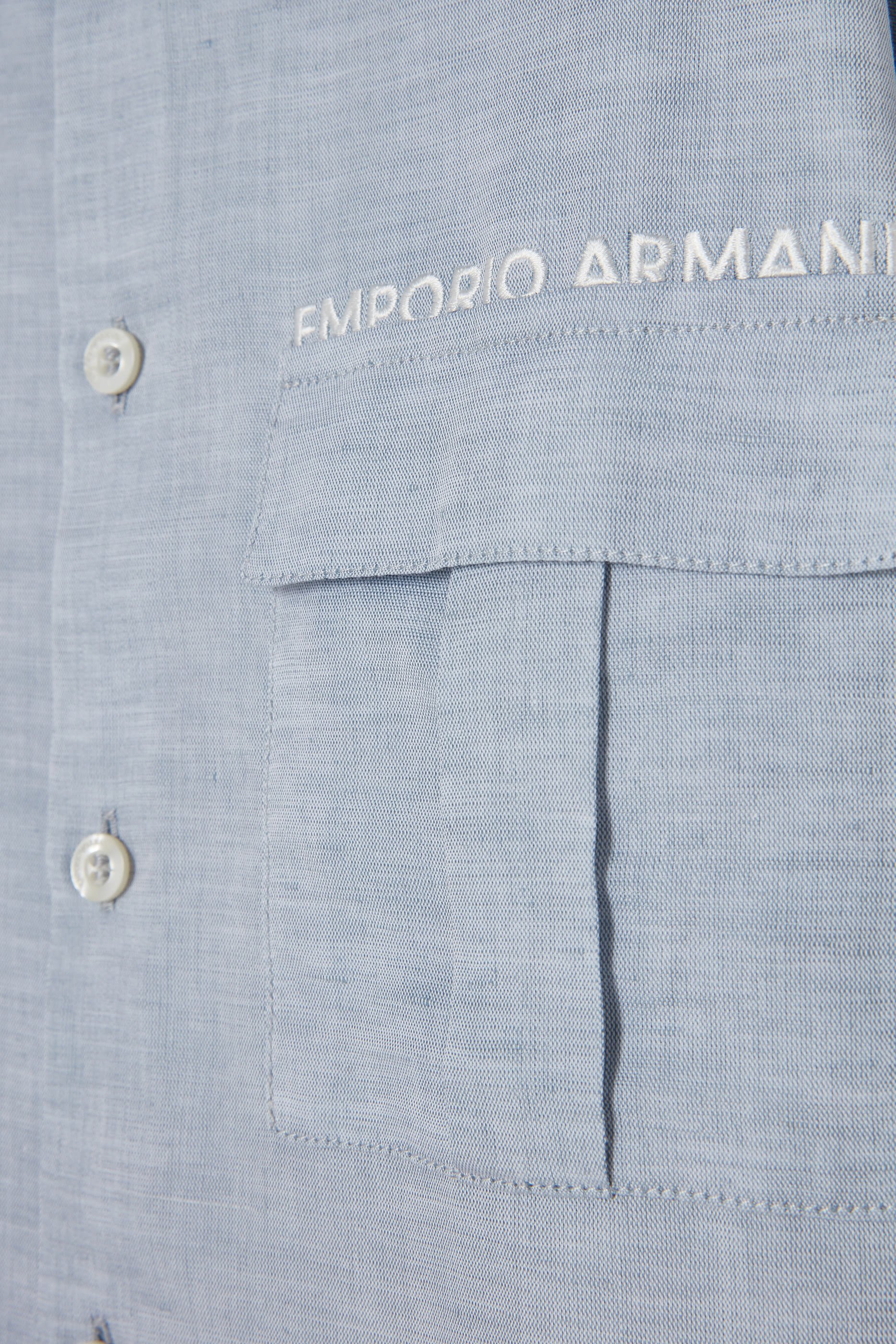 Kids Embroidered EA Text Pocket-Detail Shirt