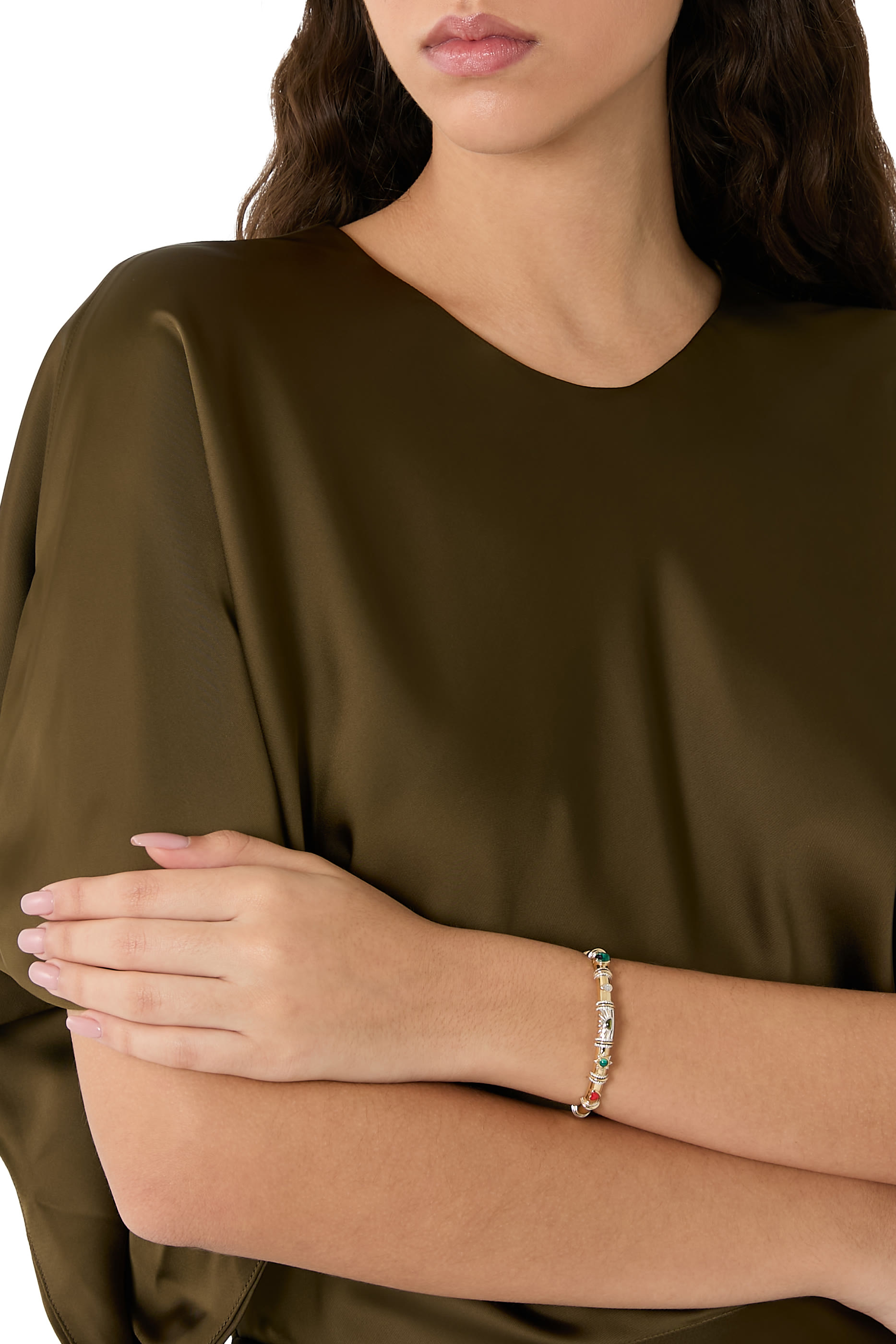 Multi Charm Bangle, 18k Yellow Gold 