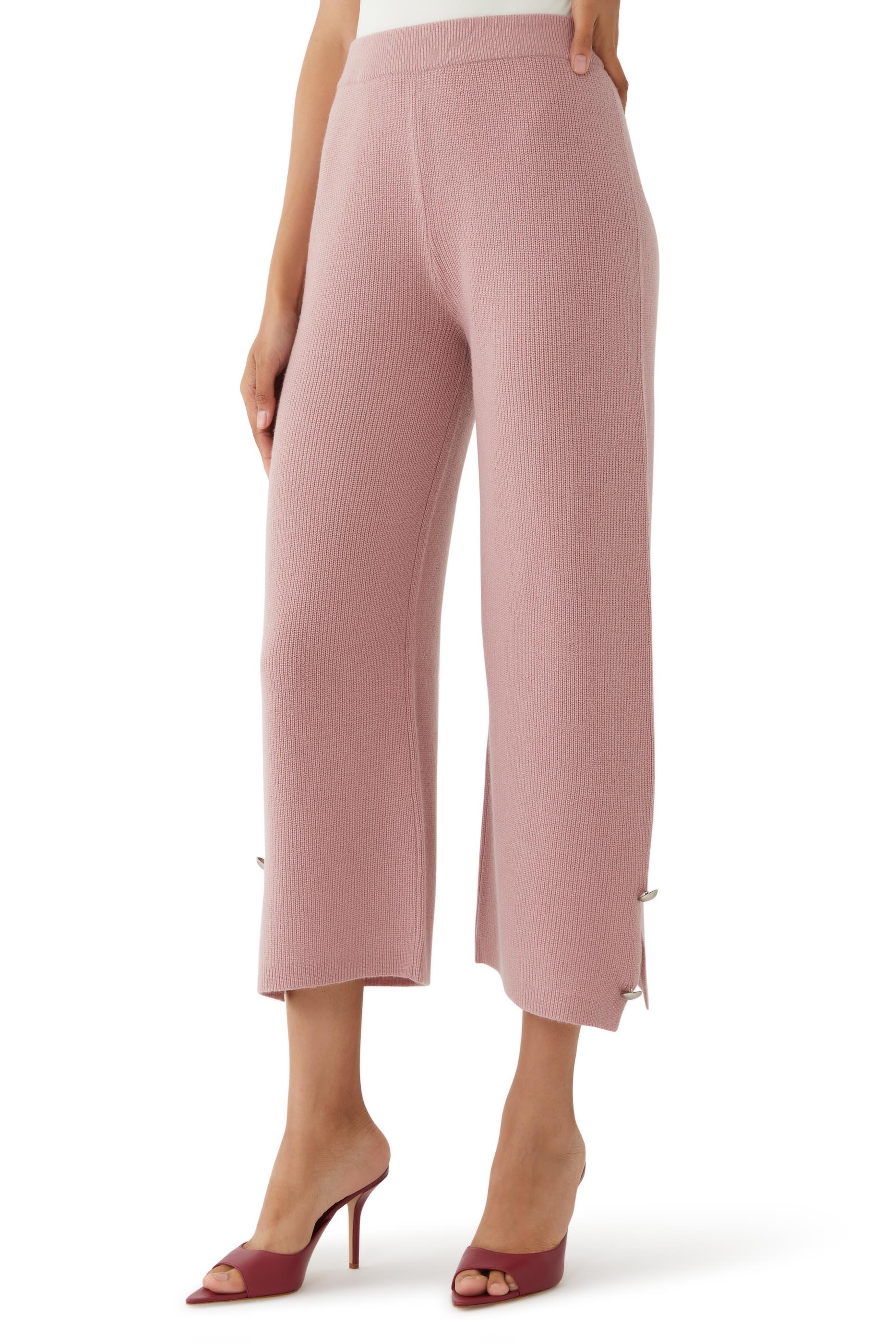 Cropped Pants with Button Detail