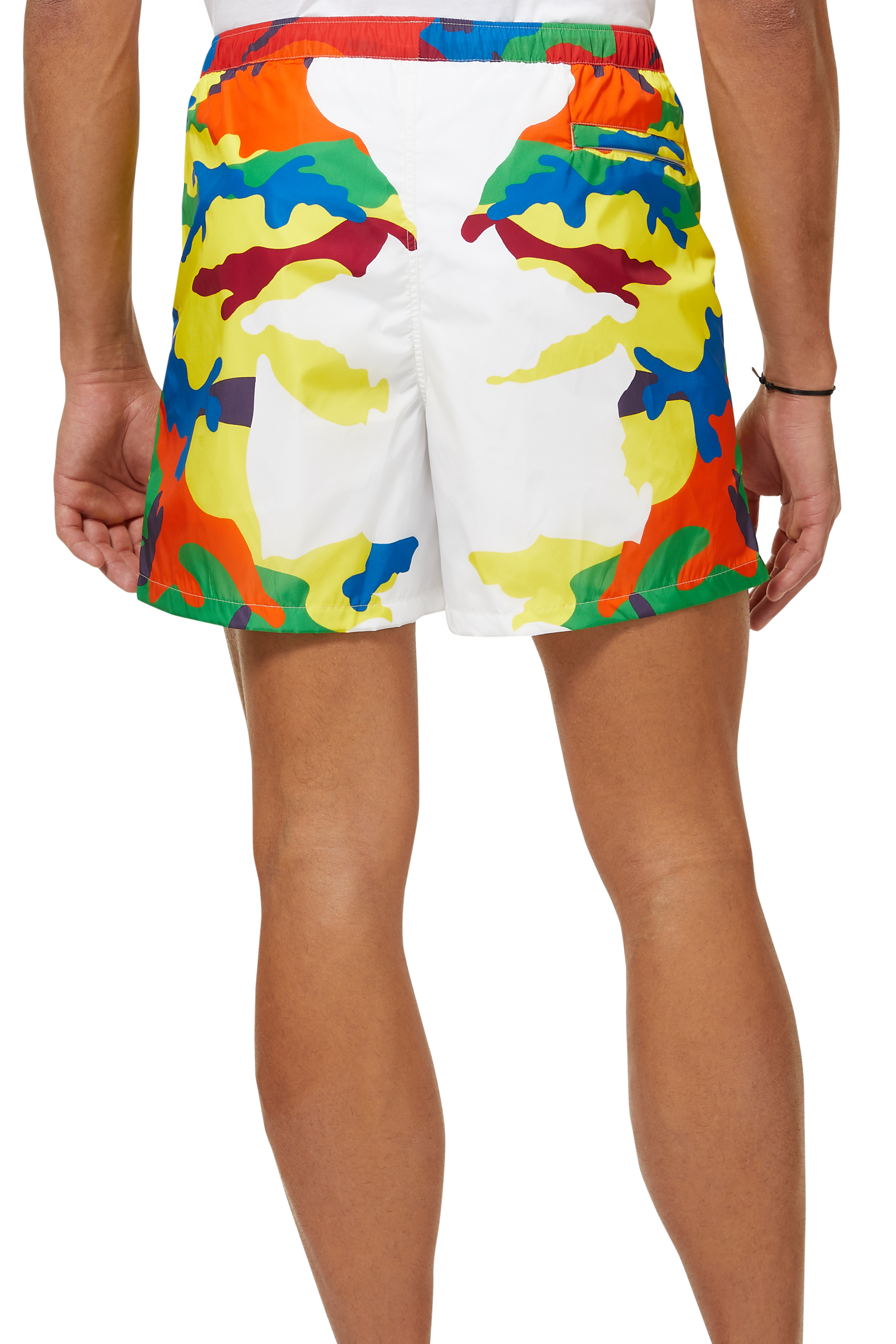 Camouflage Logo Print Swim Shorts