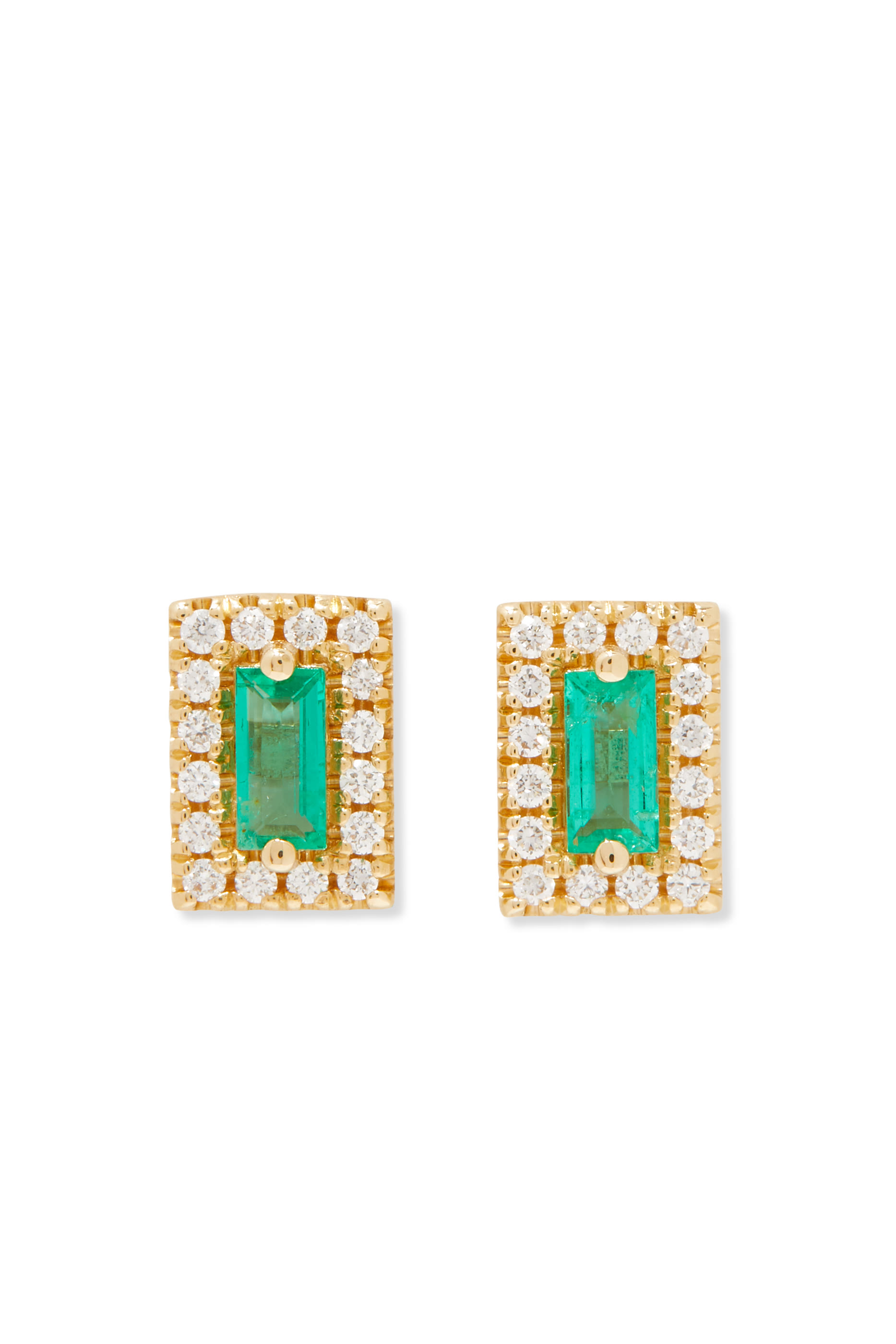 Emerald & Diamond Stud Earrings
