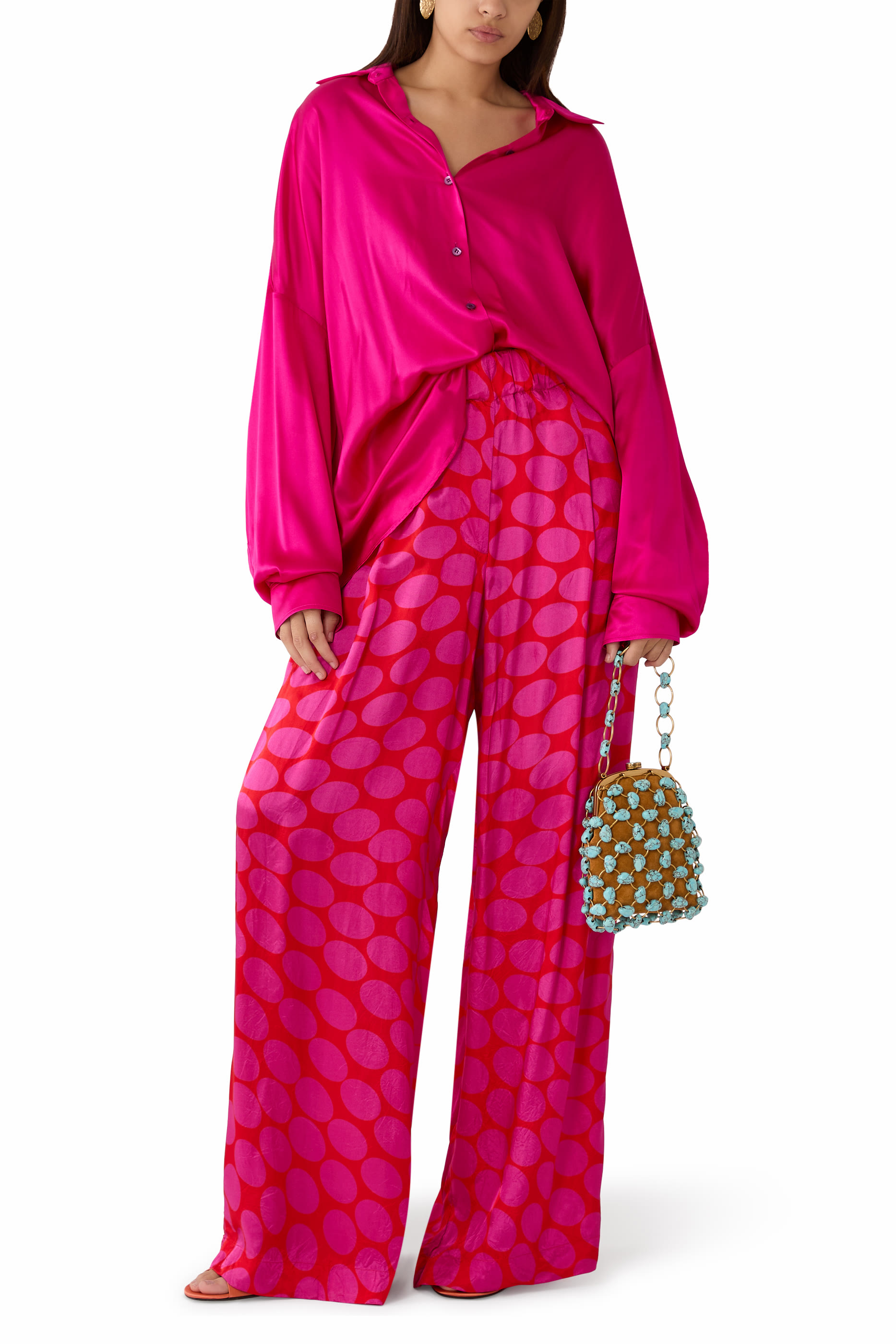 Ellipses Print Wide-Leg Elasticated Pants