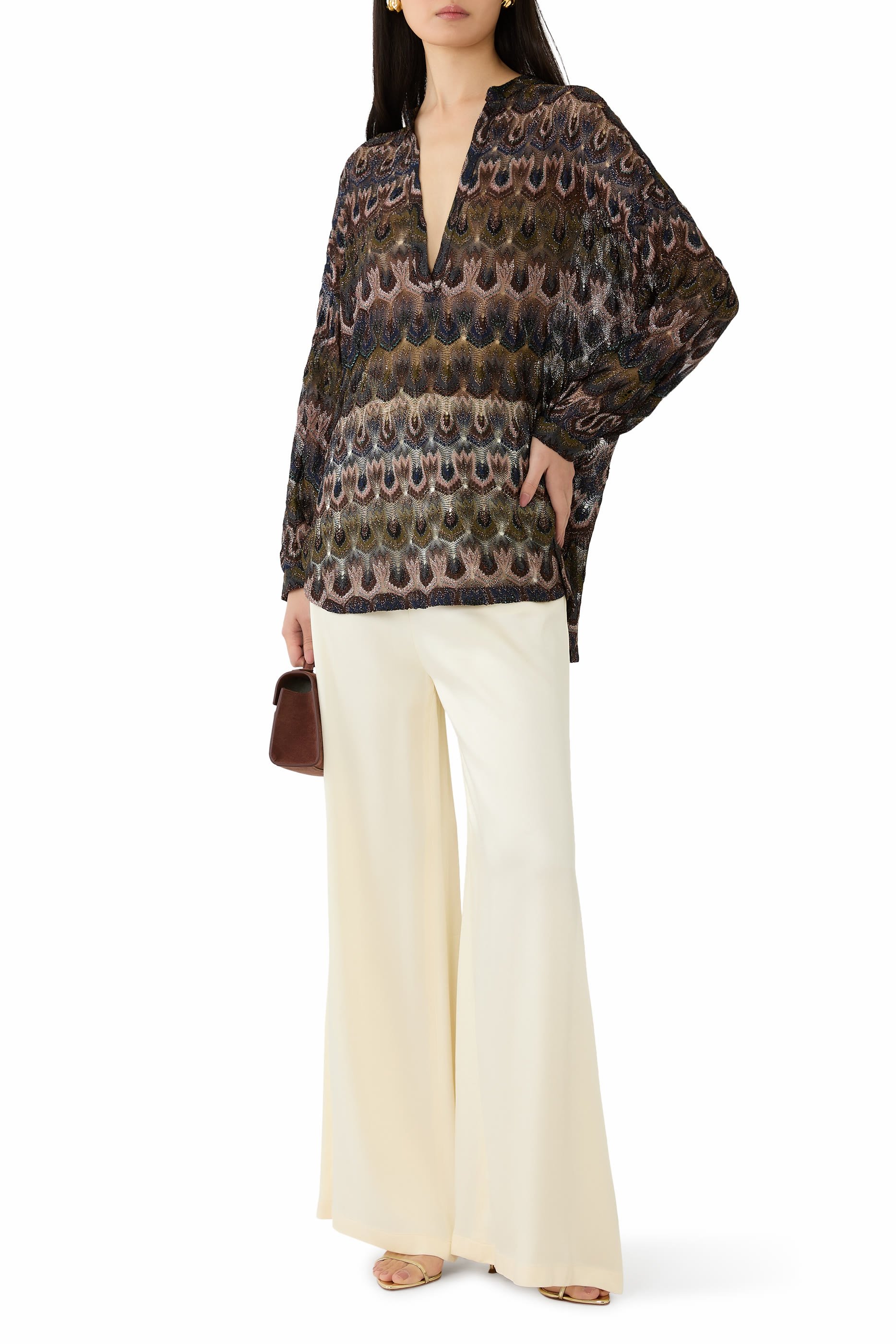  Viscose Lam&eacute; Blouse with Arabesque Motif