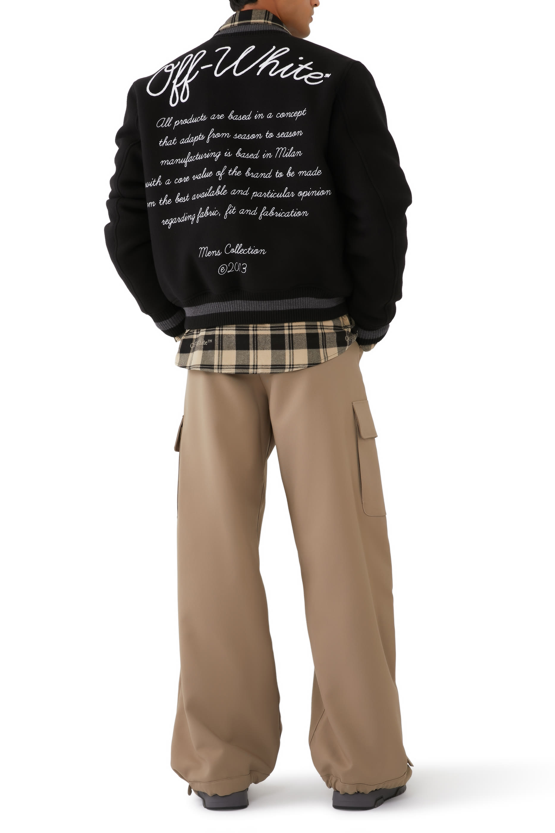 Buy Off-White Wool Varsity Bomber Jacket for Mens Online