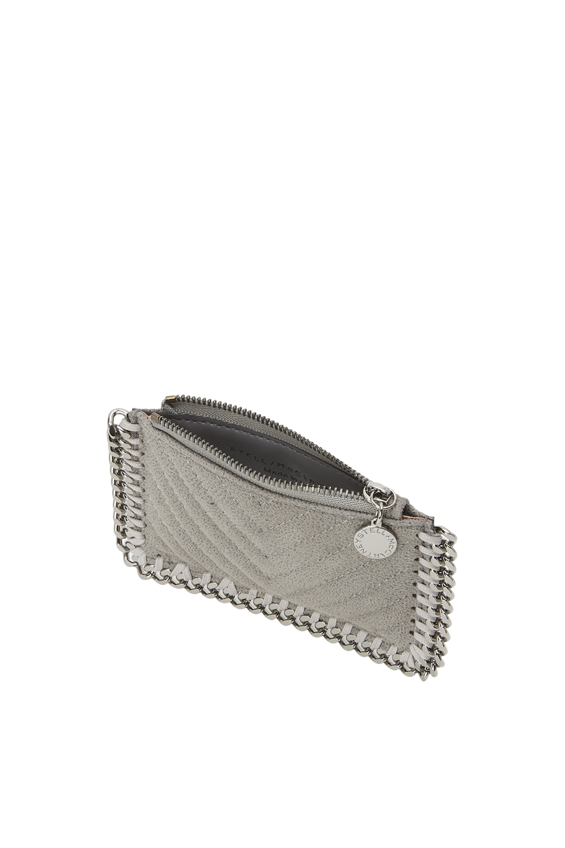 Quilted Falabella Top-Zip Cardholder