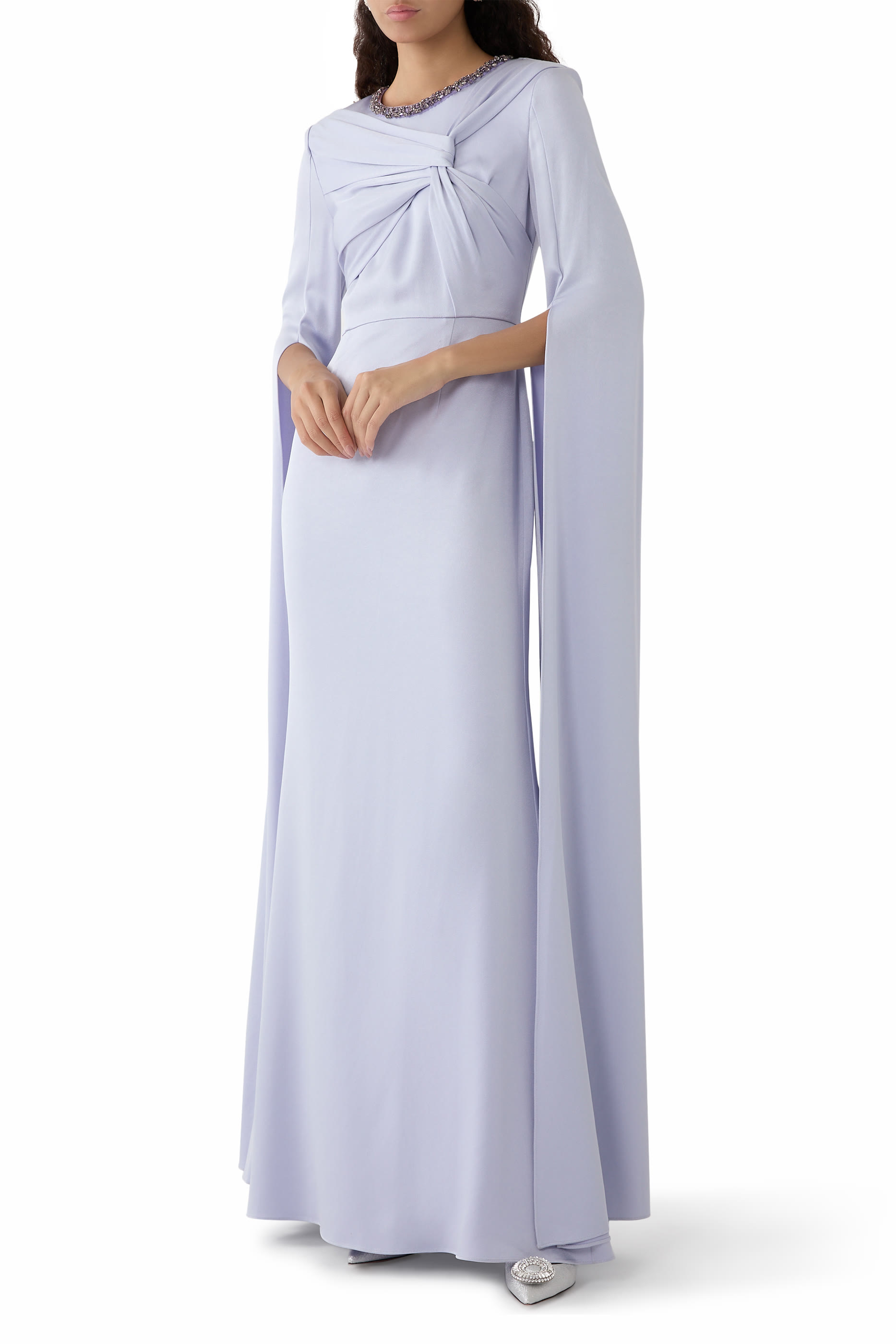 Cape Sleeve Embellished Gown