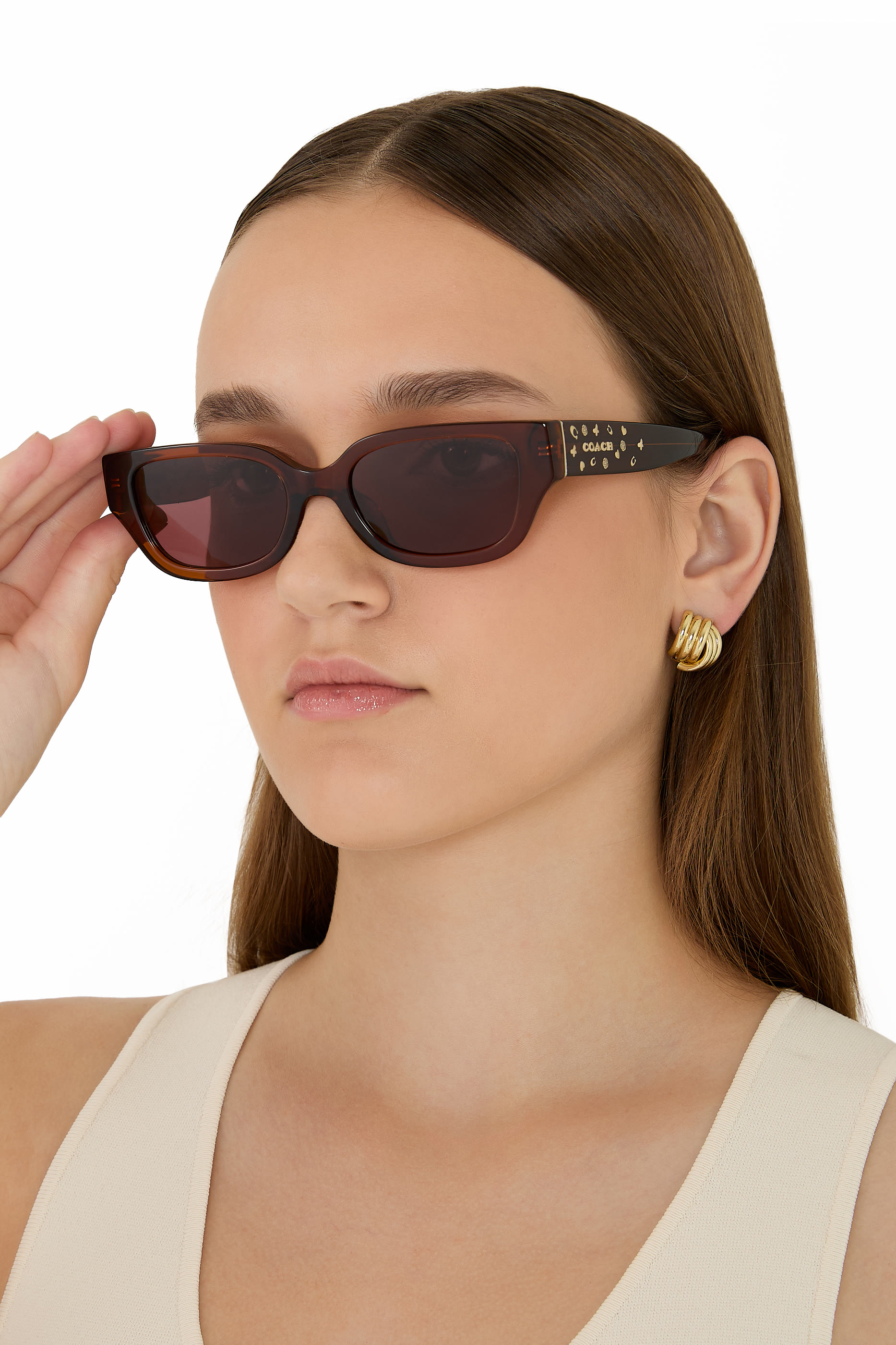 Rectangular Frame Sig Charms Temple Sunglasses