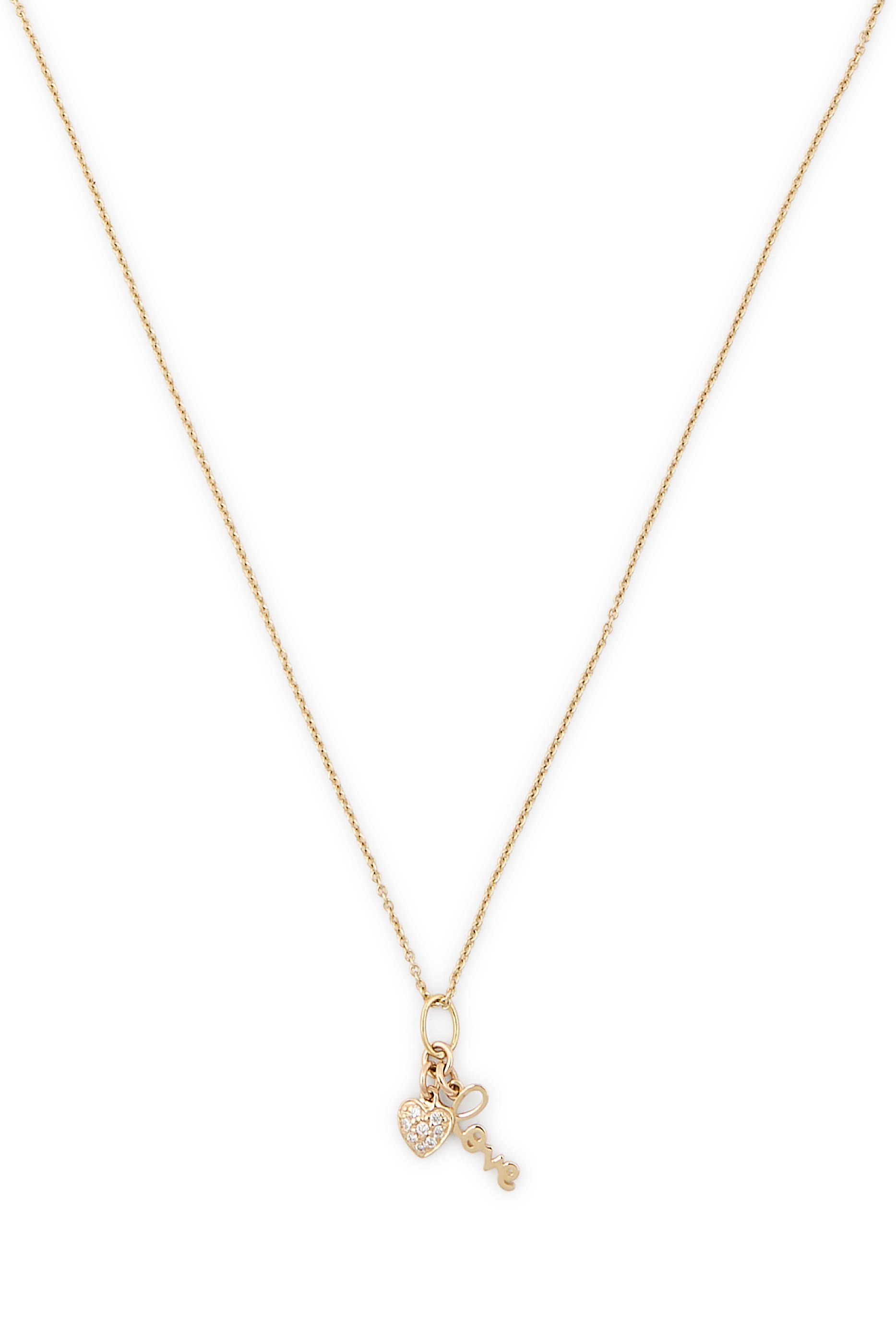 Kids Love Duo Charm Necklace, 14K Yellow Gold & Diamonds