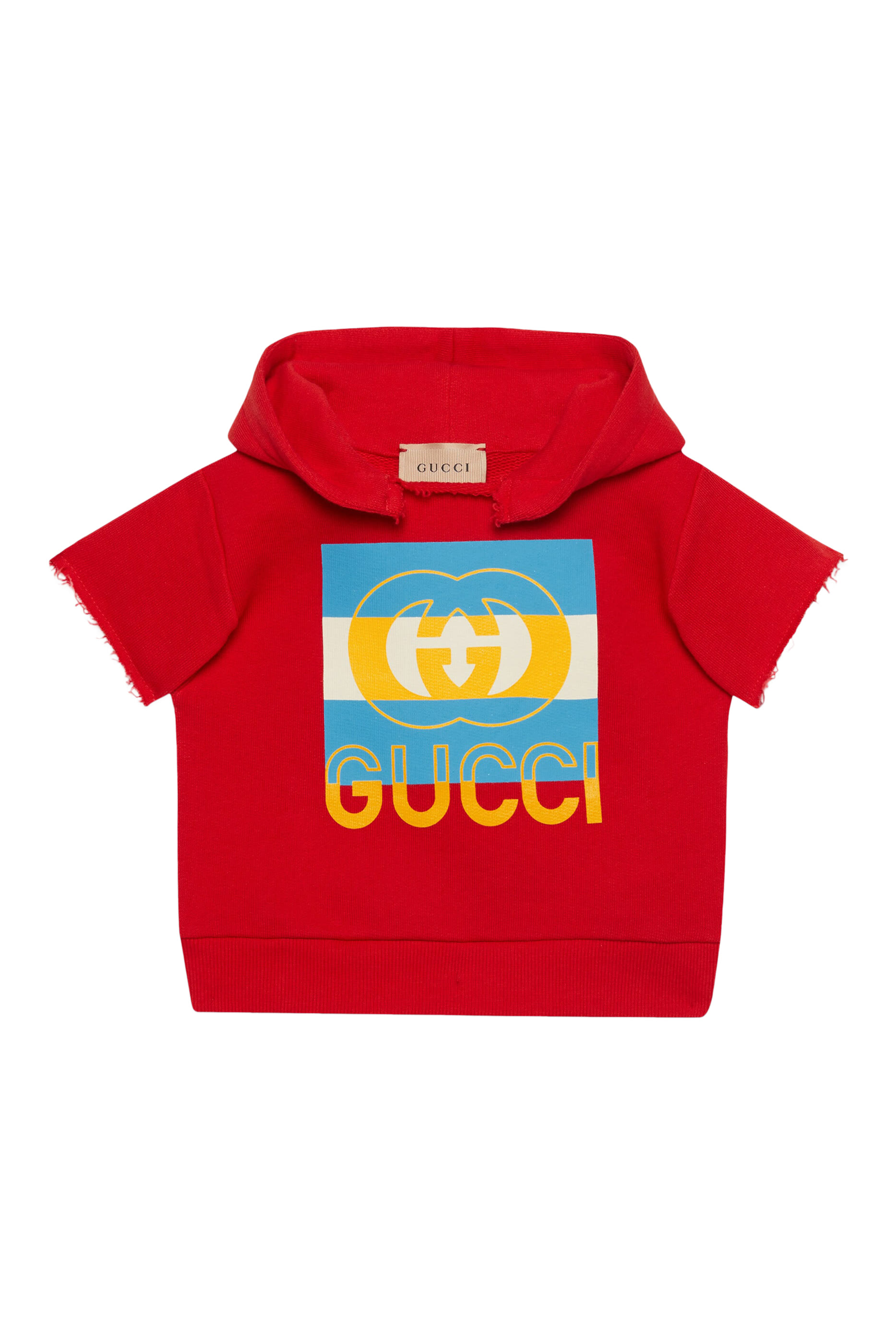 Kids Cotton Hooded Short-Sleeved Sweatshirt