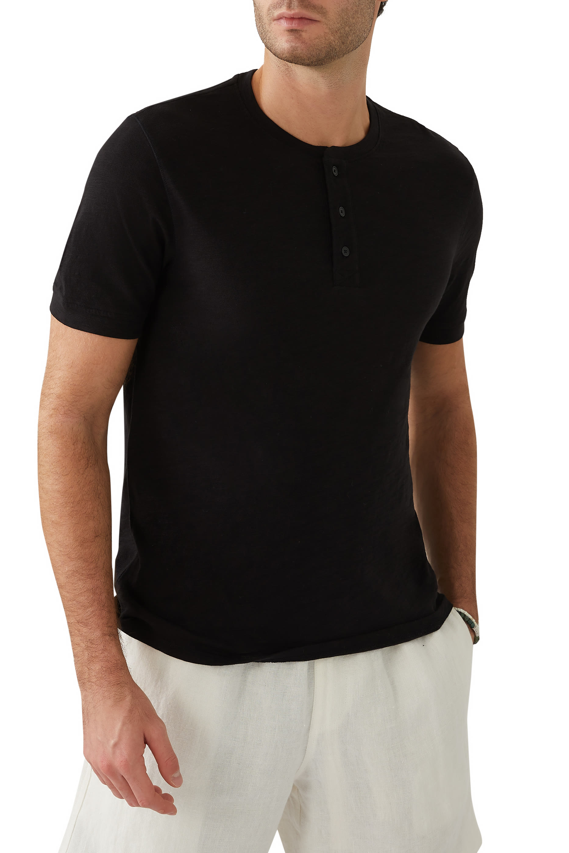 Short Sleeve Cotton Henley Shirt