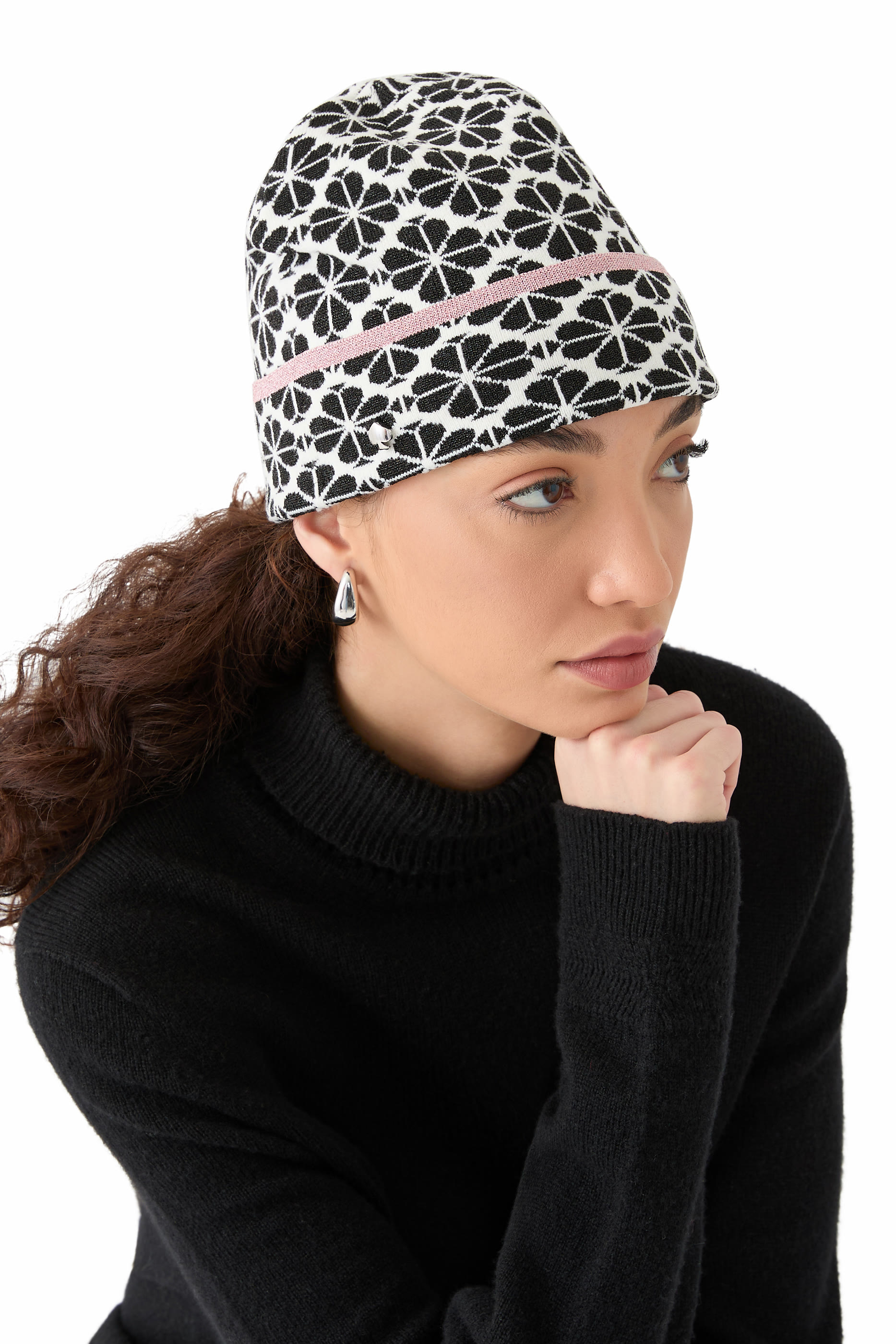 Spade Flower Metallic Beanie