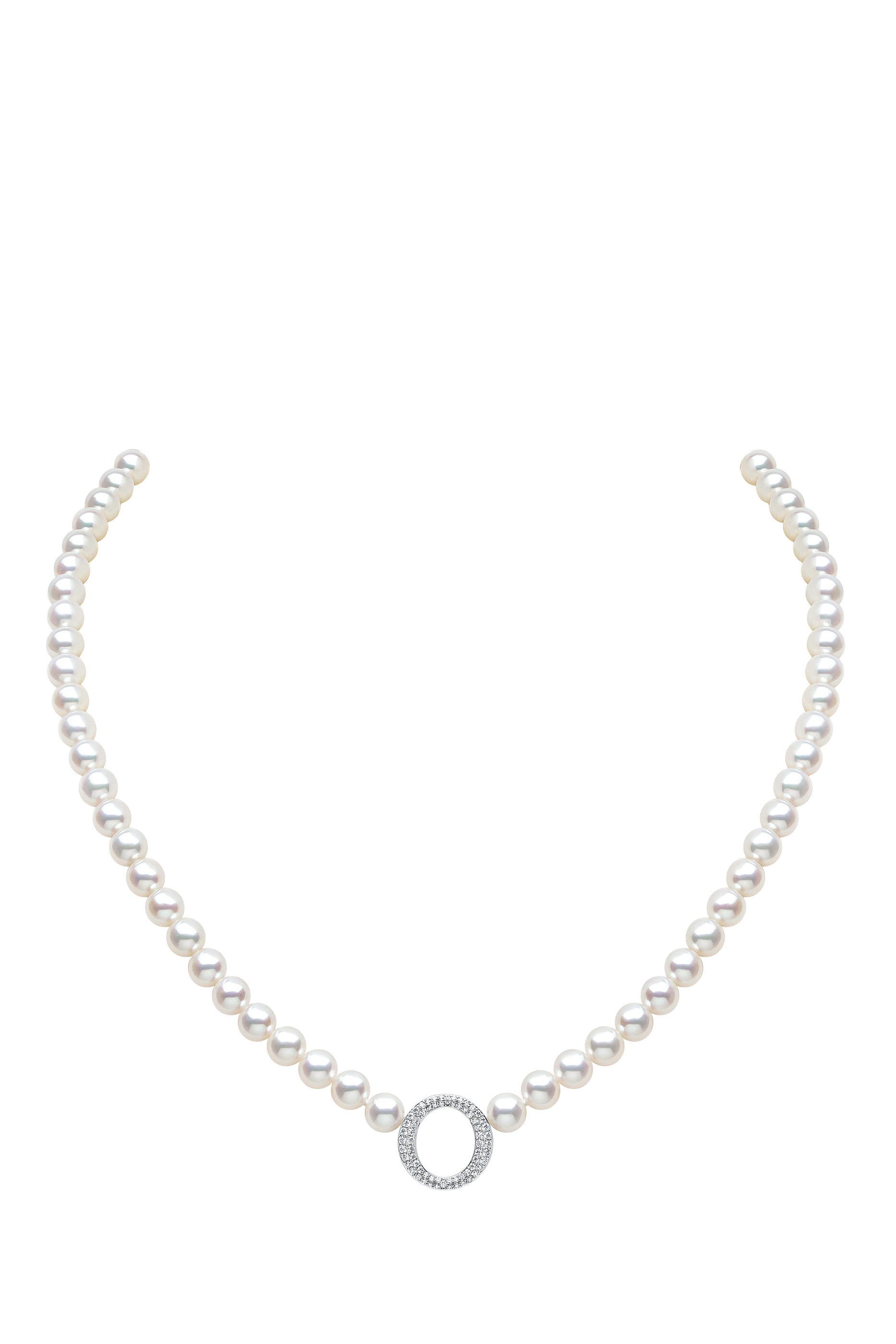 O by Yoko Necklace, 18K White Gold, Pearls & Diamonds