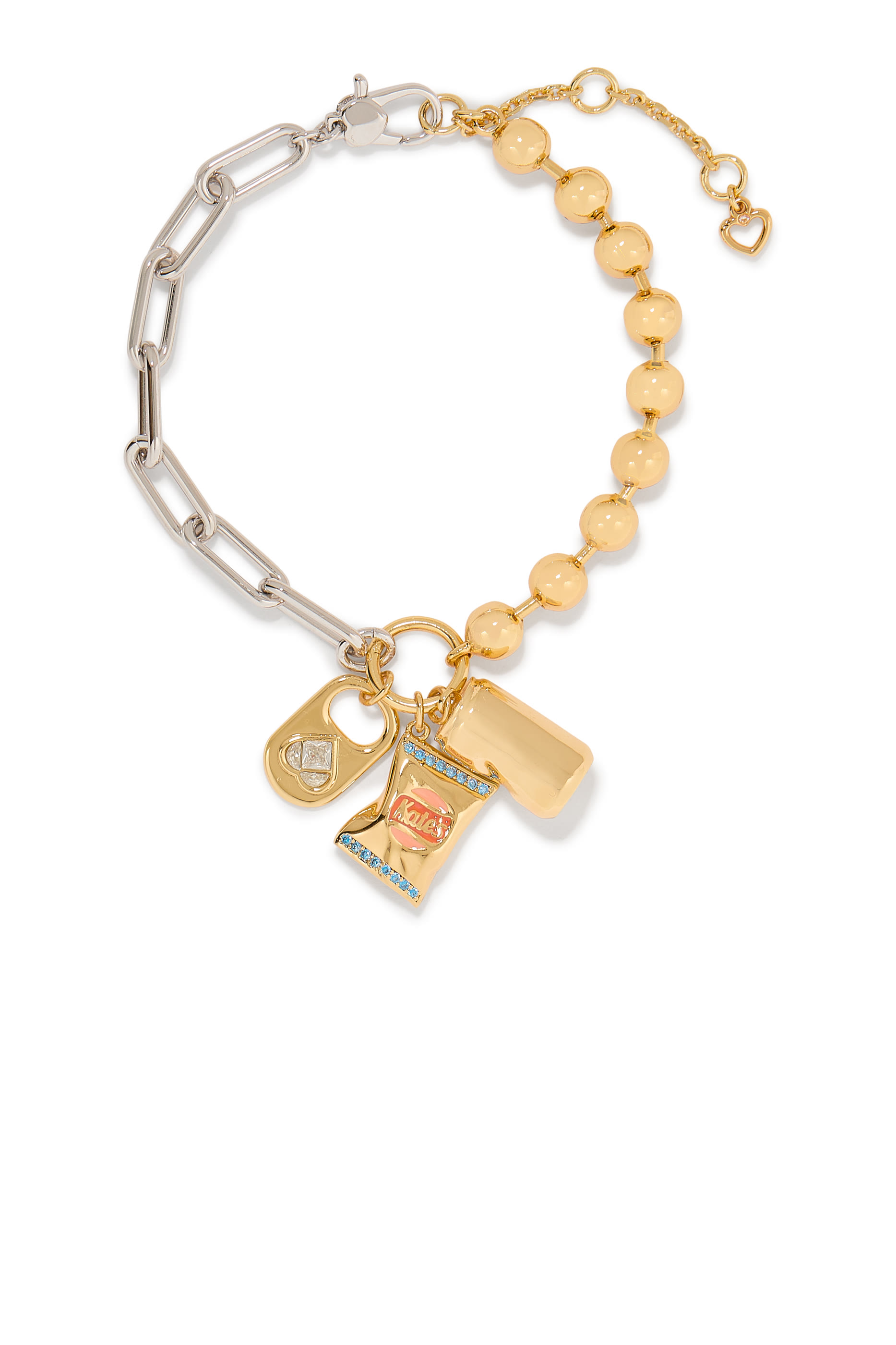 Snack Time Charm Bracelet, Plated Metal & Cubic Zirconia, Enamel