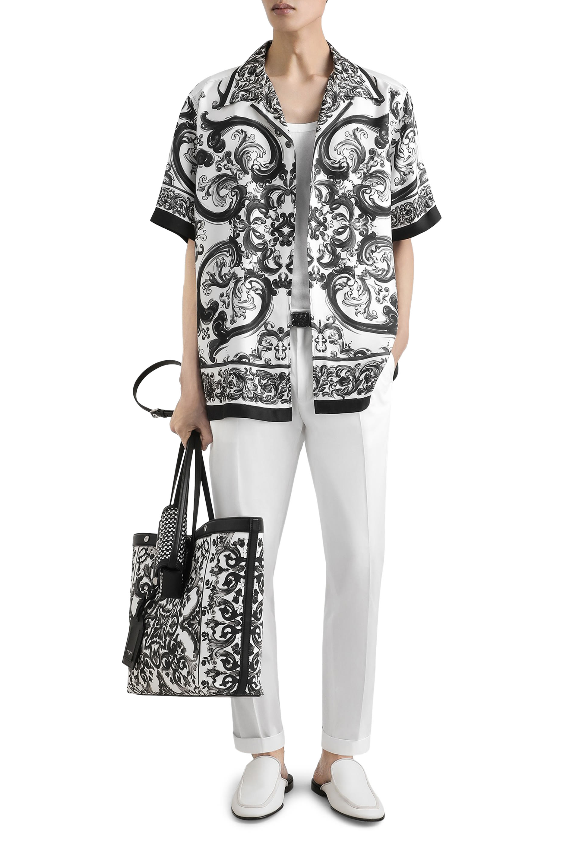  Majolica-Print Silk Twill Hawaii Shirt 