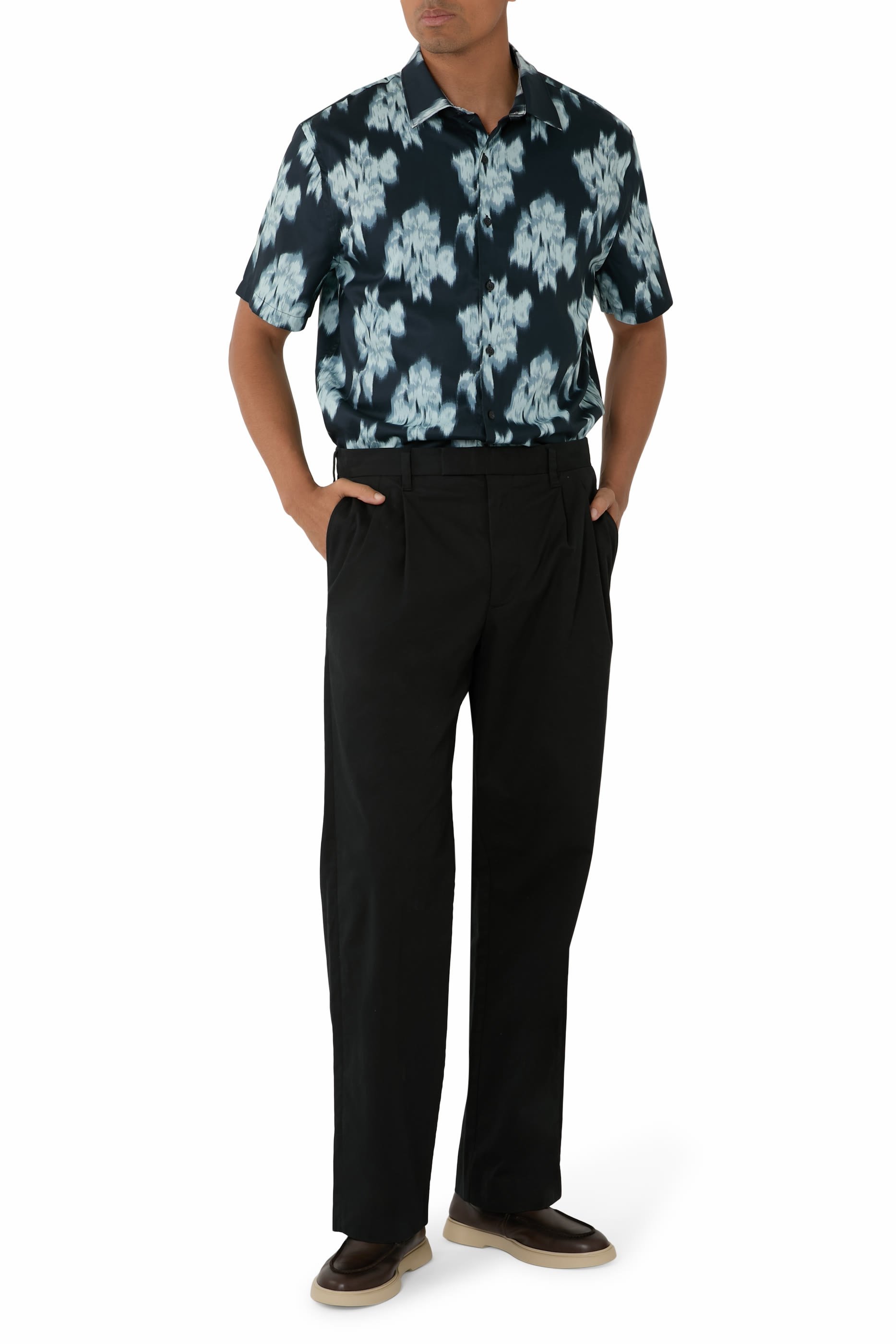  Louie Relaxed Stretch-Cotton Double-Pleated Trousers