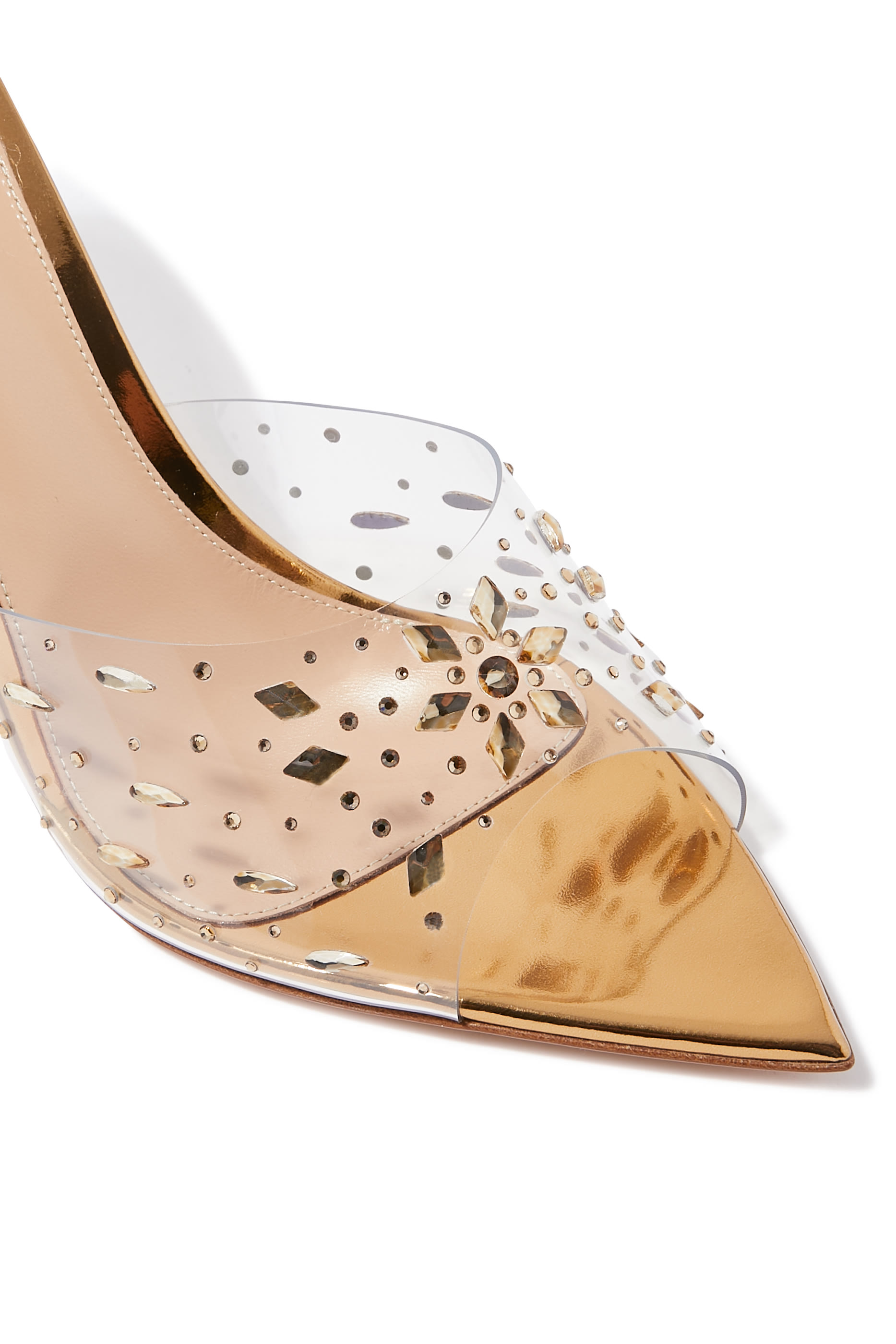 Exclusive Alley 85 Embellished Metallic Leather Mules