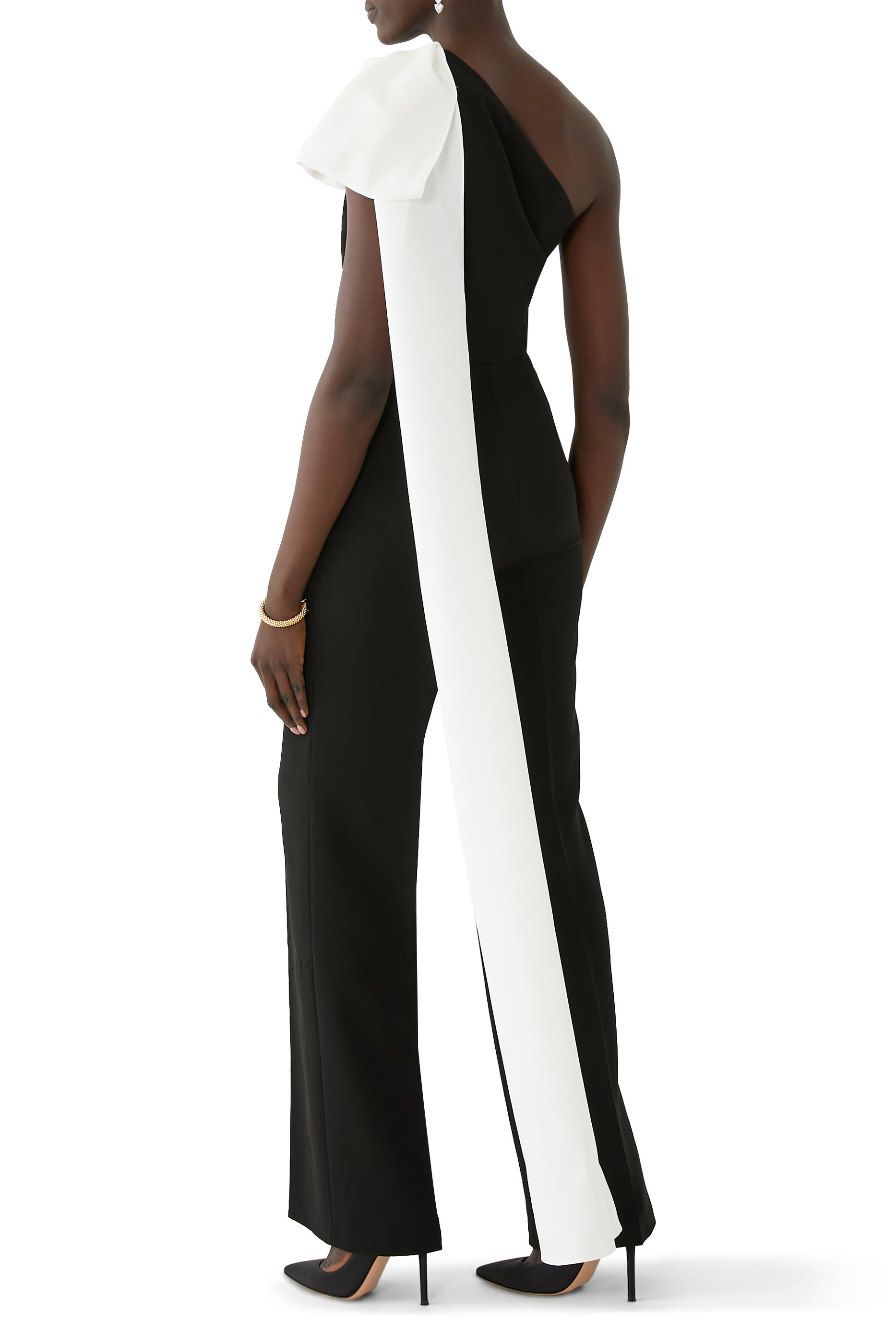 Asymmetric Bow Stretch Cady Jumpsuit